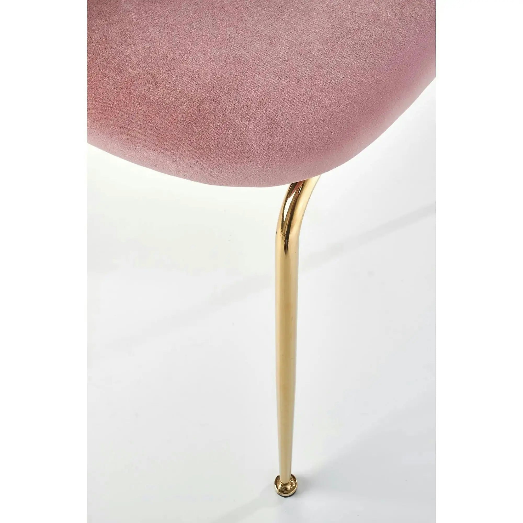 Scaun dining roz K385, roz deschis/auriu, stofa catifelata/metal, 54x59x88 cm