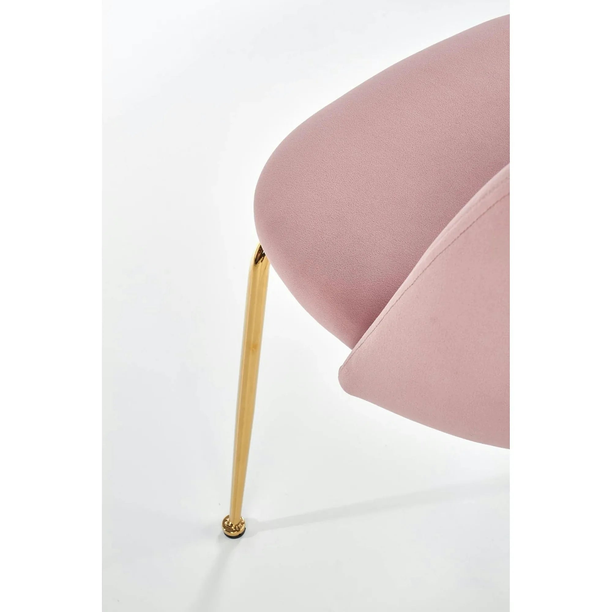 Scaun dining roz K385, roz deschis/auriu, stofa catifelata/metal, 54x59x88 cm