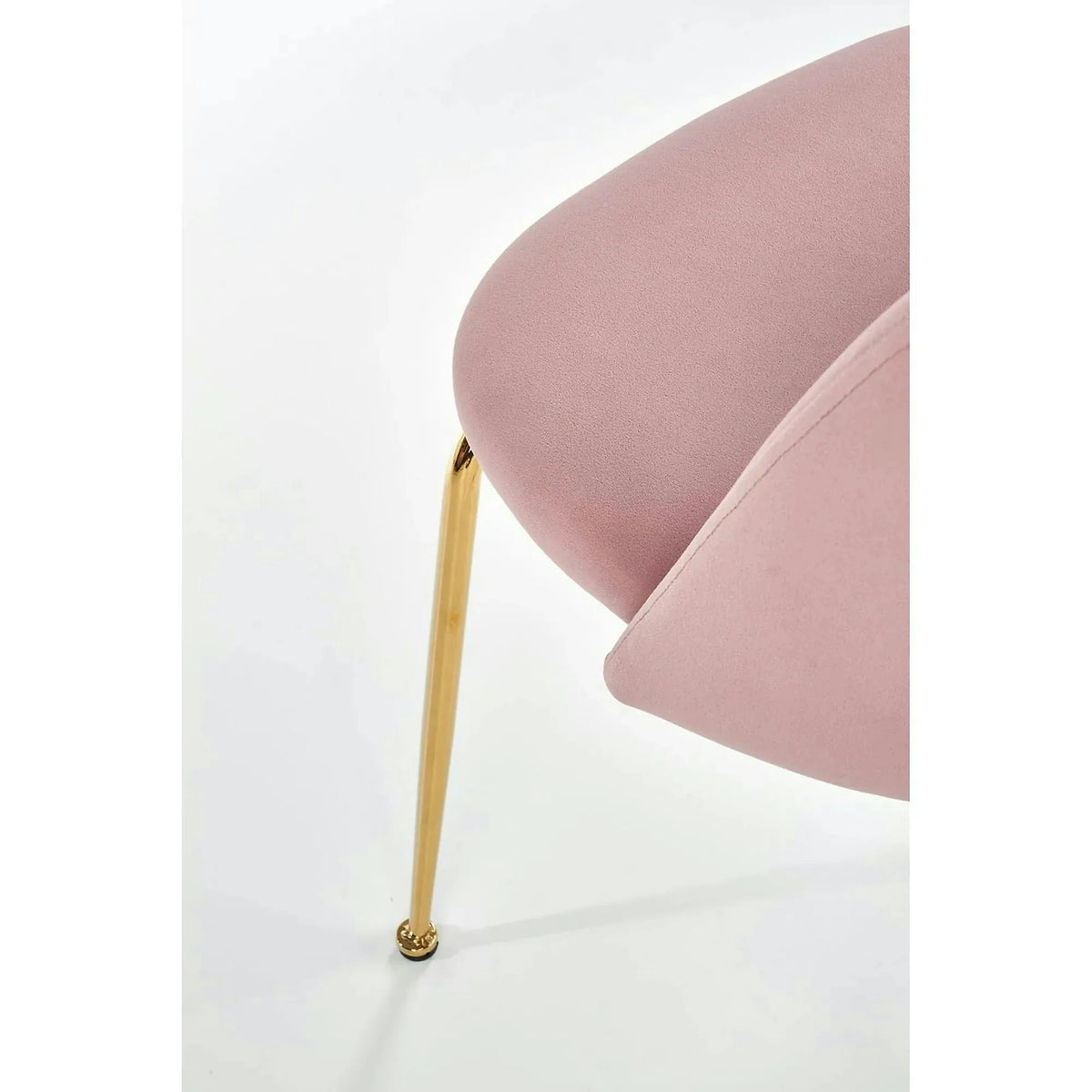 Scaun dining roz K385, roz deschis/auriu, stofa catifelata/metal, 54x59x88 cm