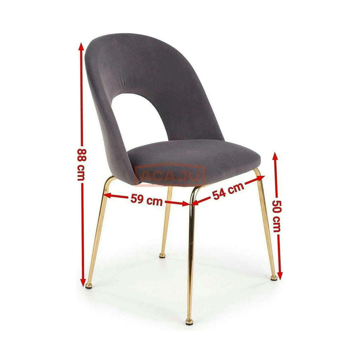 Scaun dining roz K385, roz deschis/auriu, stofa catifelata/metal, 54x59x88 cm
