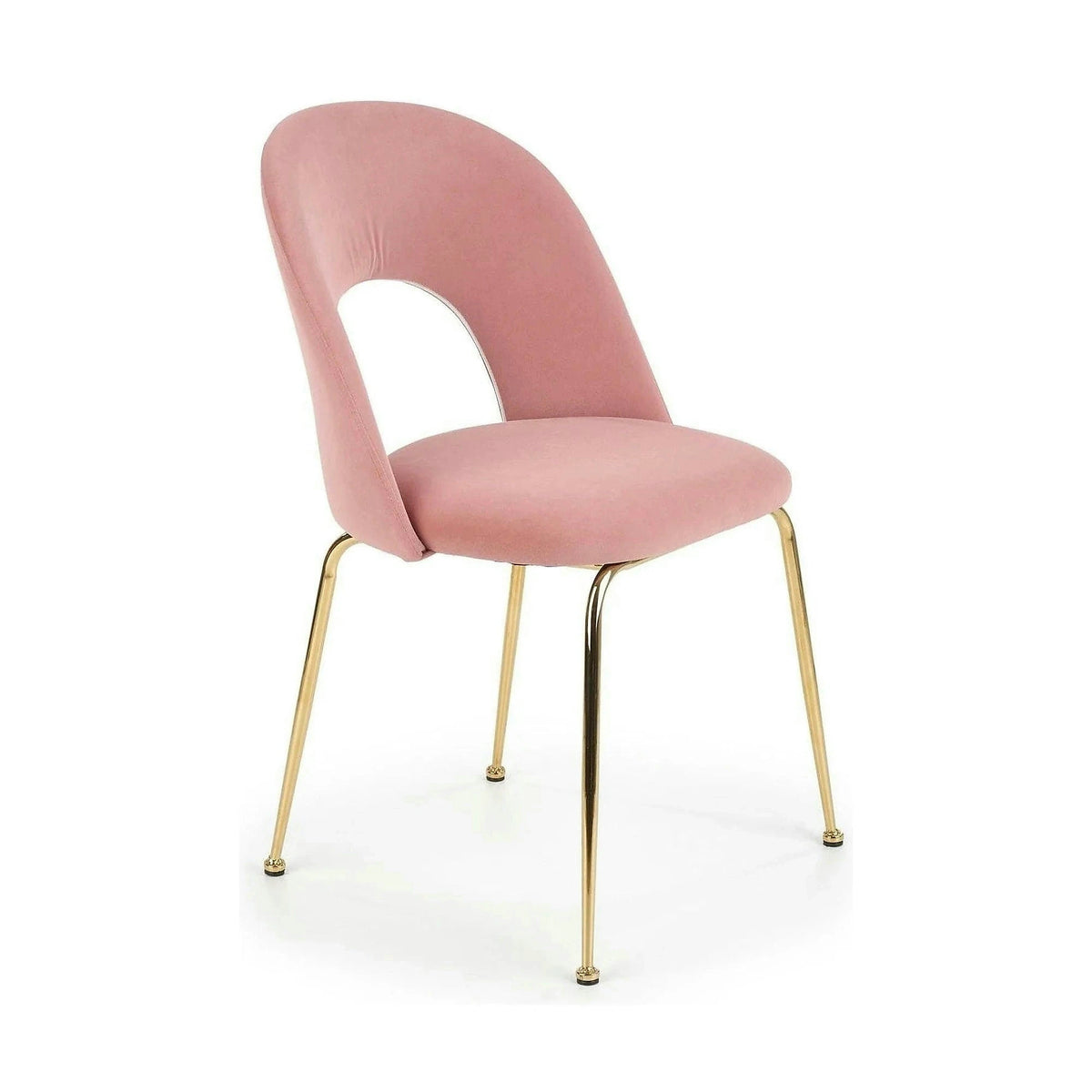 Scaun dining roz K385, roz deschis/auriu, stofa catifelata/metal, 54x59x88 cm
