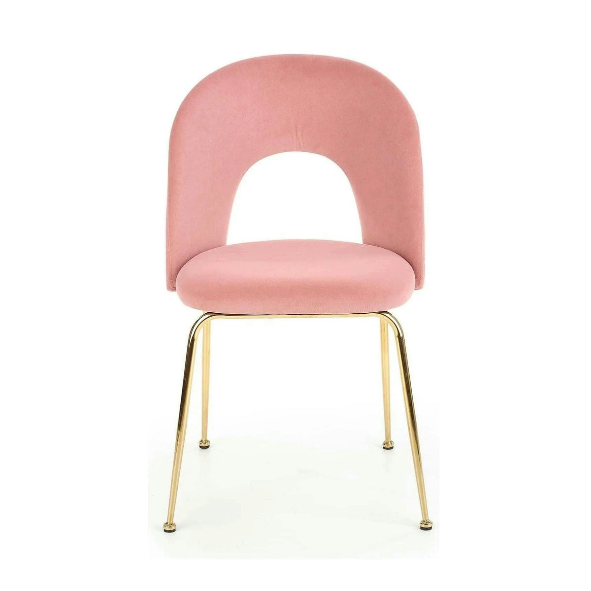 Scaun dining roz K385, roz deschis/auriu, stofa catifelata/metal, 54x59x88 cm