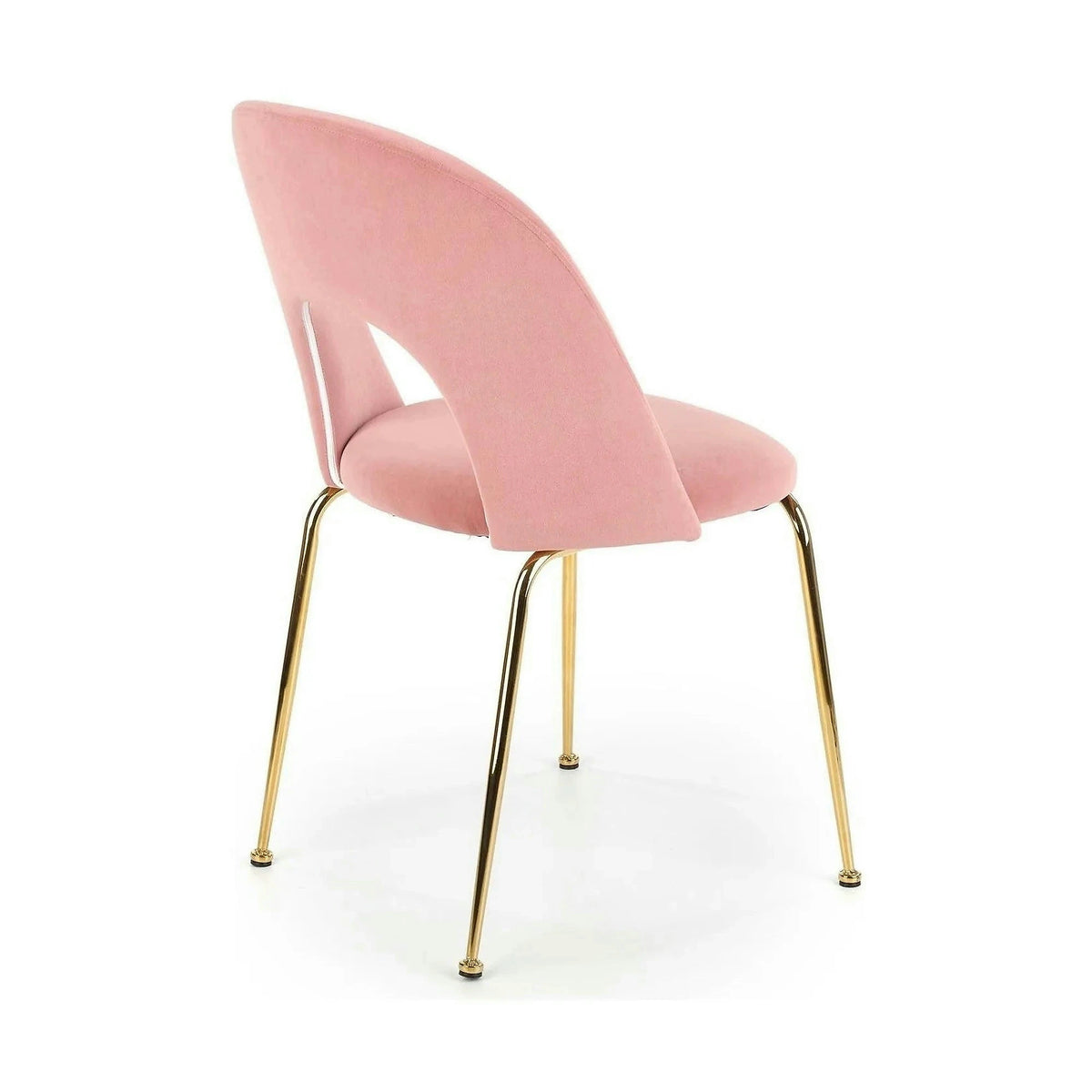 Scaun dining roz K385, roz deschis/auriu, stofa catifelata/metal, 54x59x88 cm