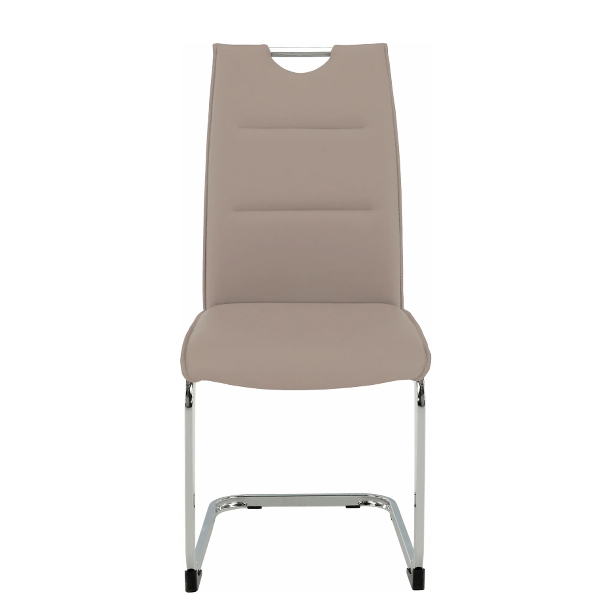 Scaun dining TOSENA, maro deschis/crom, piele ecologica/metal, 44x61x98 cm