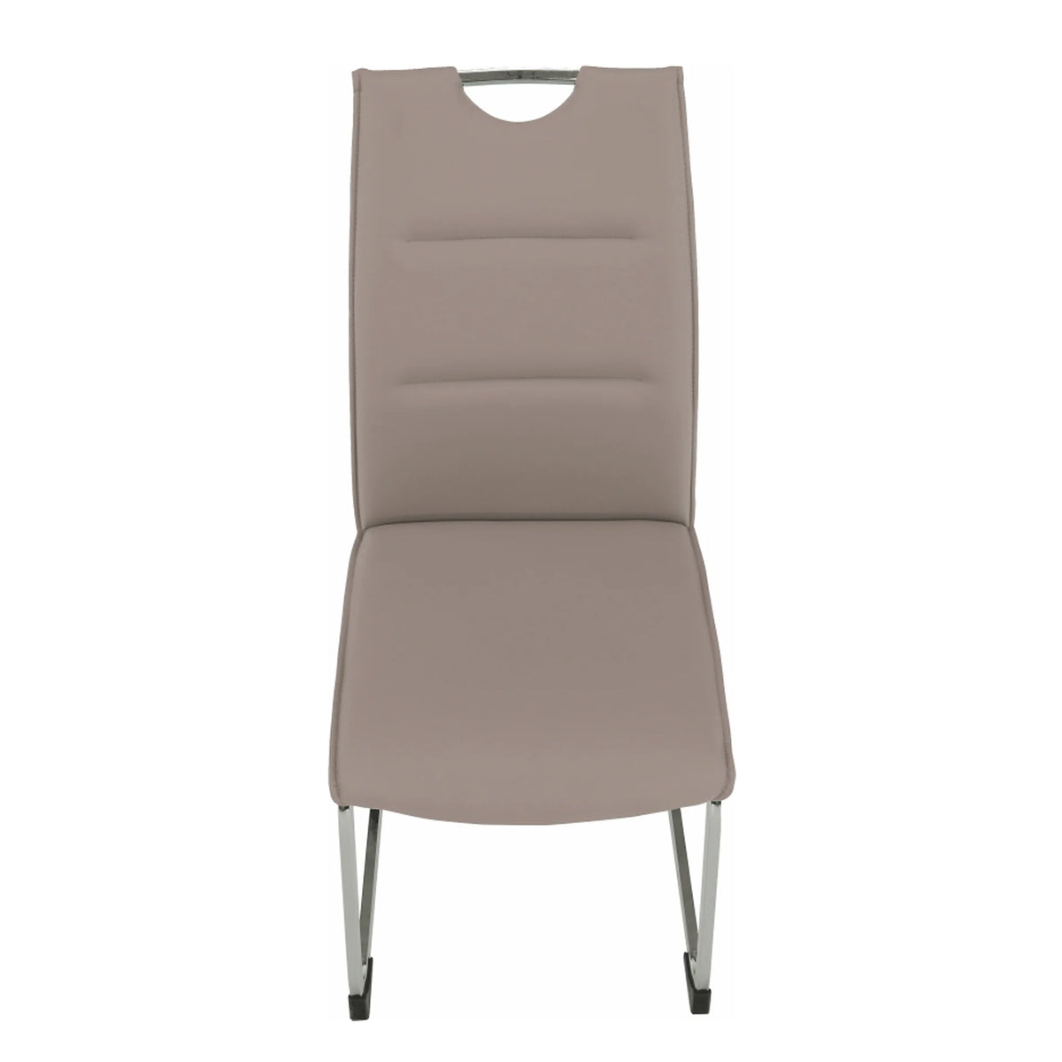 Scaun dining TOSENA, maro deschis/crom, piele ecologica/metal, 44x61x98 cm