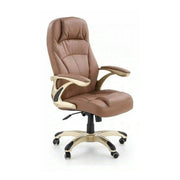 Scaun directorial CARLOS, maro deschis, piele ecologica perforata/metal, 66x70x106/114 cm