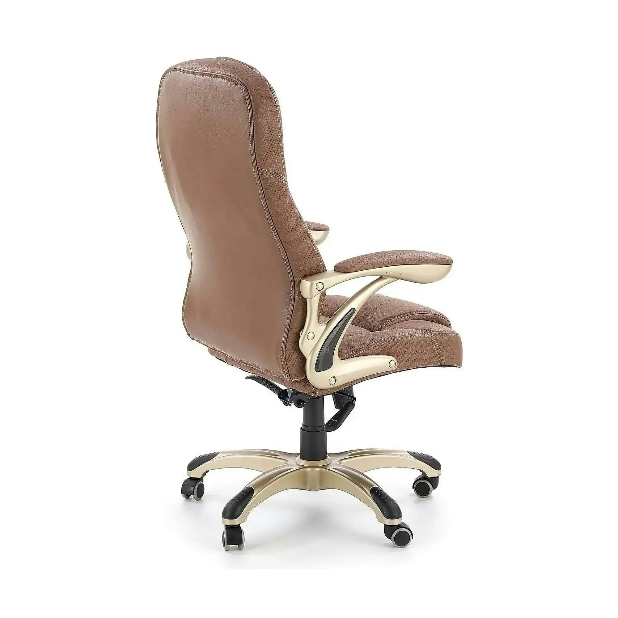 Scaun directorial CARLOS, maro deschis, piele ecologica perforata/metal, 66x70x106/114 cm