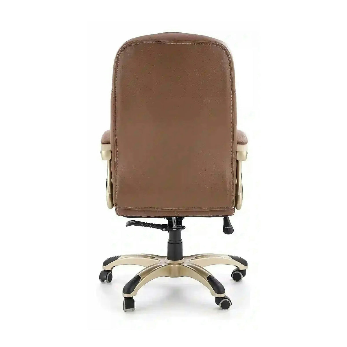 Scaun directorial CARLOS, maro deschis, piele ecologica perforata/metal, 66x70x106/114 cm
