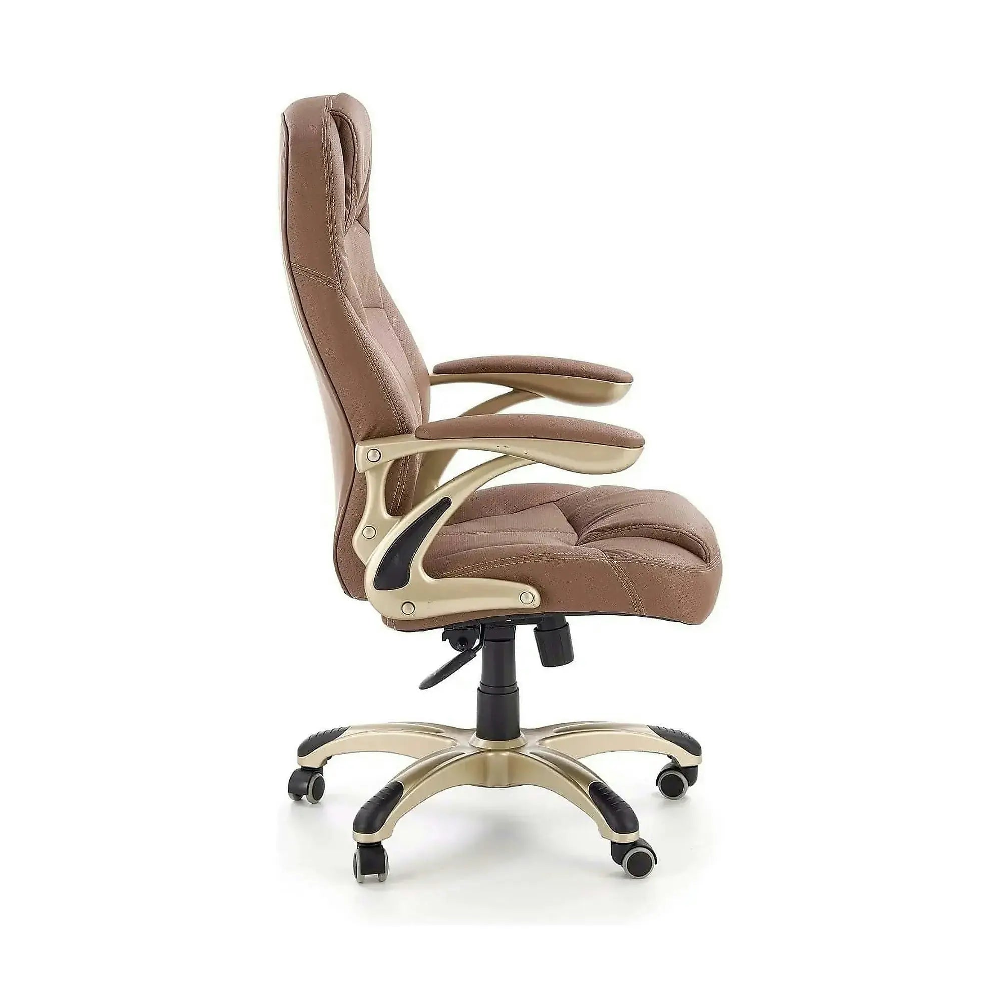 Scaun directorial CARLOS, maro deschis, piele ecologica perforata/metal, 66x70x106/114 cm