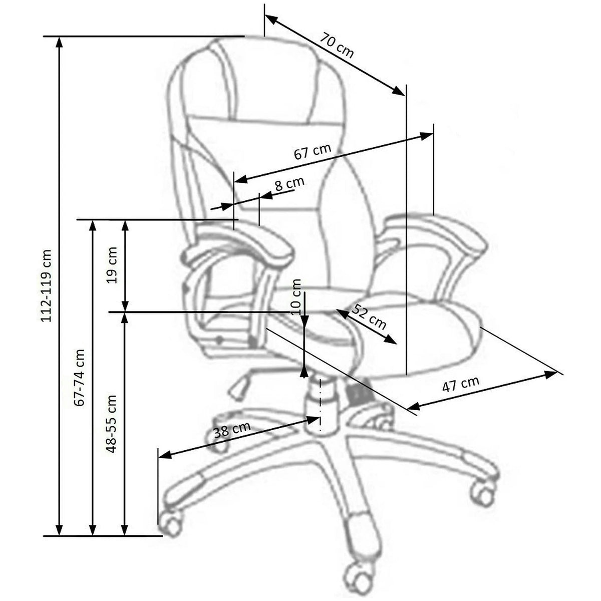 Scaun directorial DESMOND, bej, piele ecologica, 67x70x112/119 cm