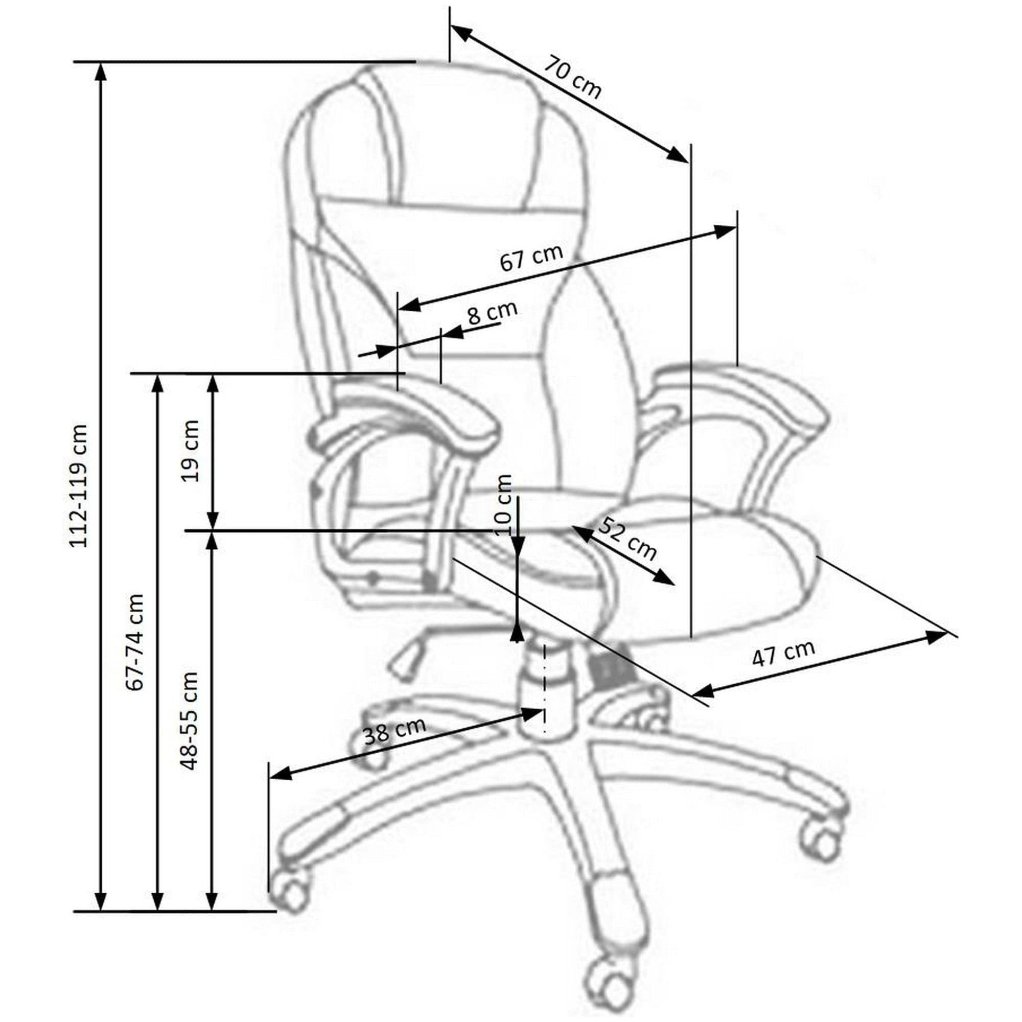 Scaun directorial DESMOND, gri, piele ecologica/cauciuc, 67x70x112/119 cm