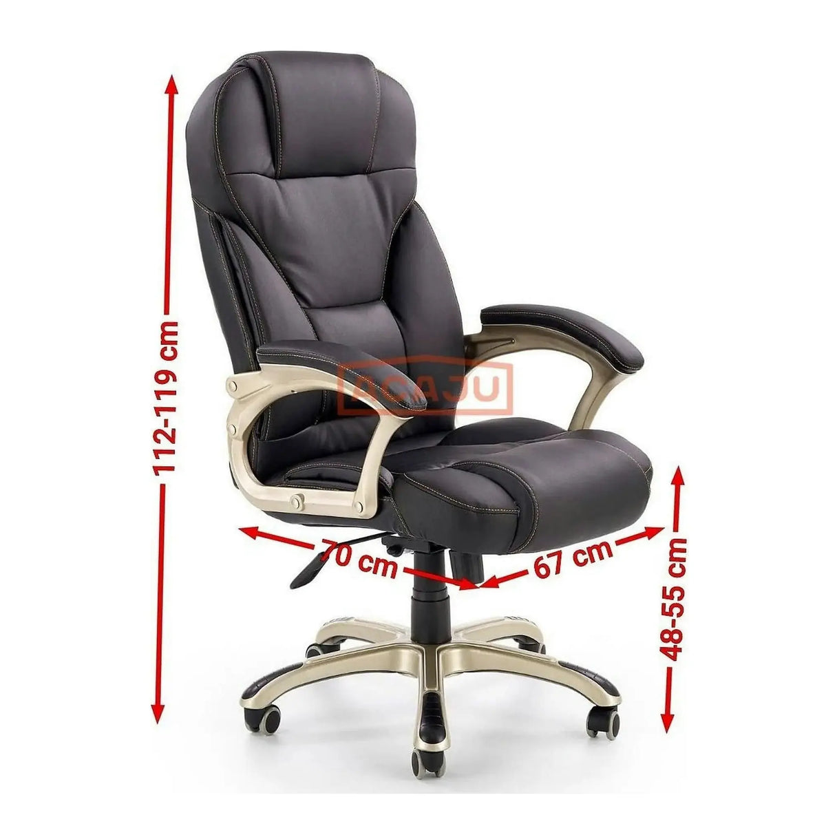 Scaun directorial DESMOND, negru, piele ecologica, 67x70x112/119 cm