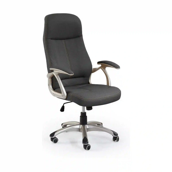 Scaun directorial EDISON, negru, piele ecologica perforata, 61x70x111/118 cm