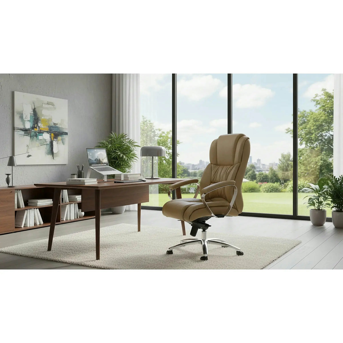 Scaun directorial FOSTER, maro, piele ecologica/PVC, 69x74x117/124 cm