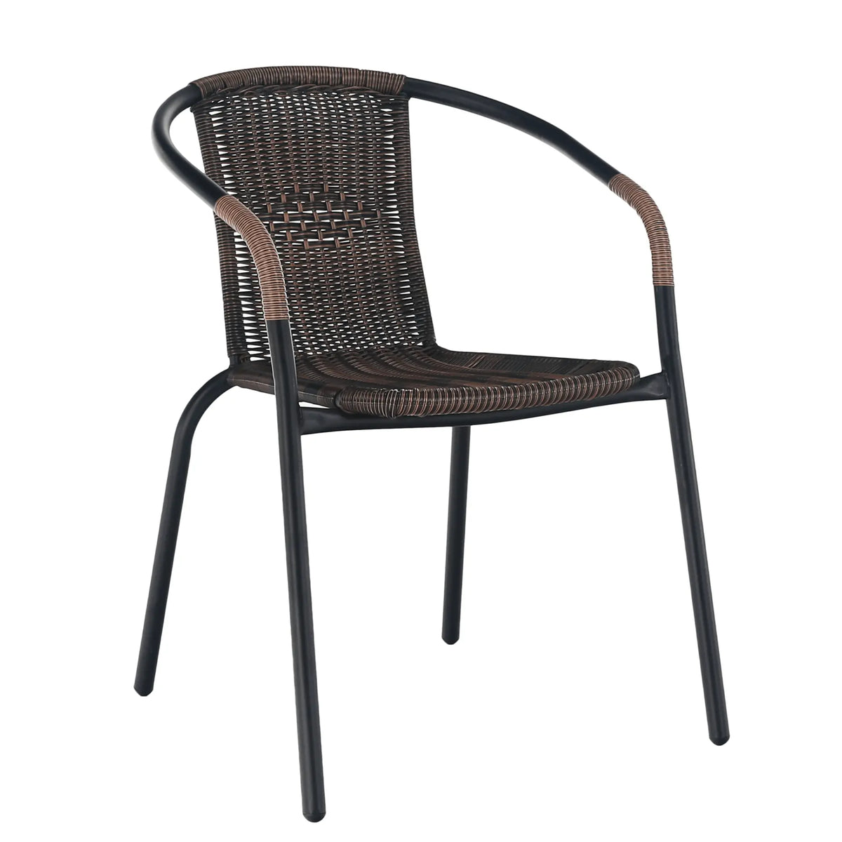 Scaun DOREN, maro/negru, rattan sintetic/metal, 53x63x72 cm