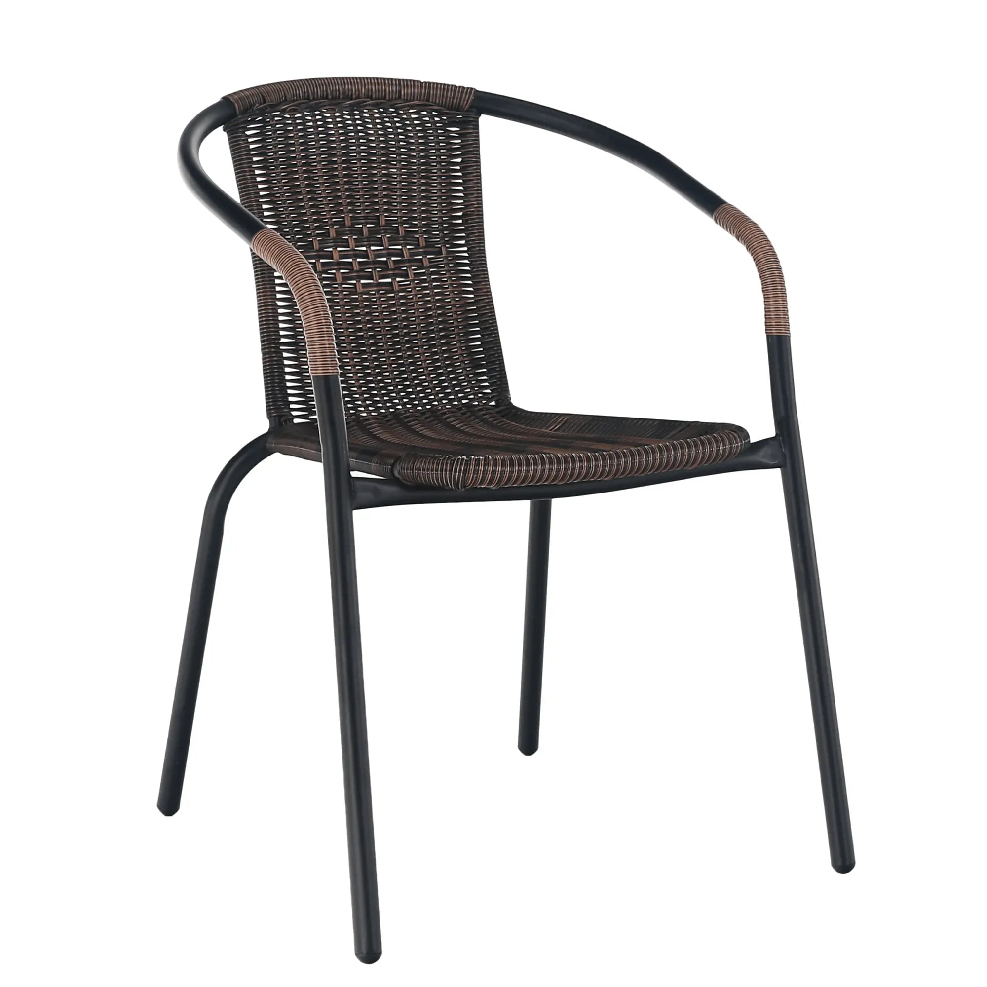 Scaun DOREN, maro/negru, rattan sintetic/metal, 53x63x72 cm