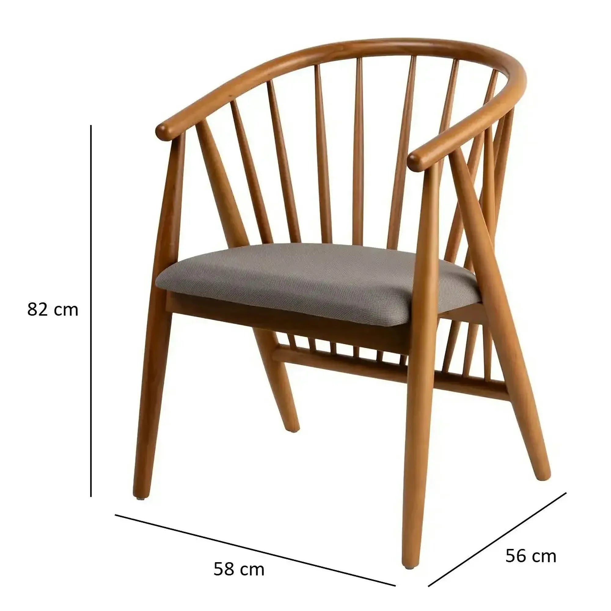 Scaun DORIS, stejar/gri, stofa/lemn, 56x58x82 cm