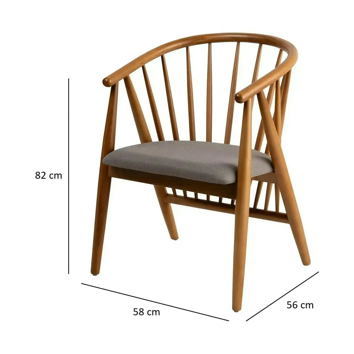 Scaun DORIS, stejar/gri, stofa/lemn, 56x58x82 cm