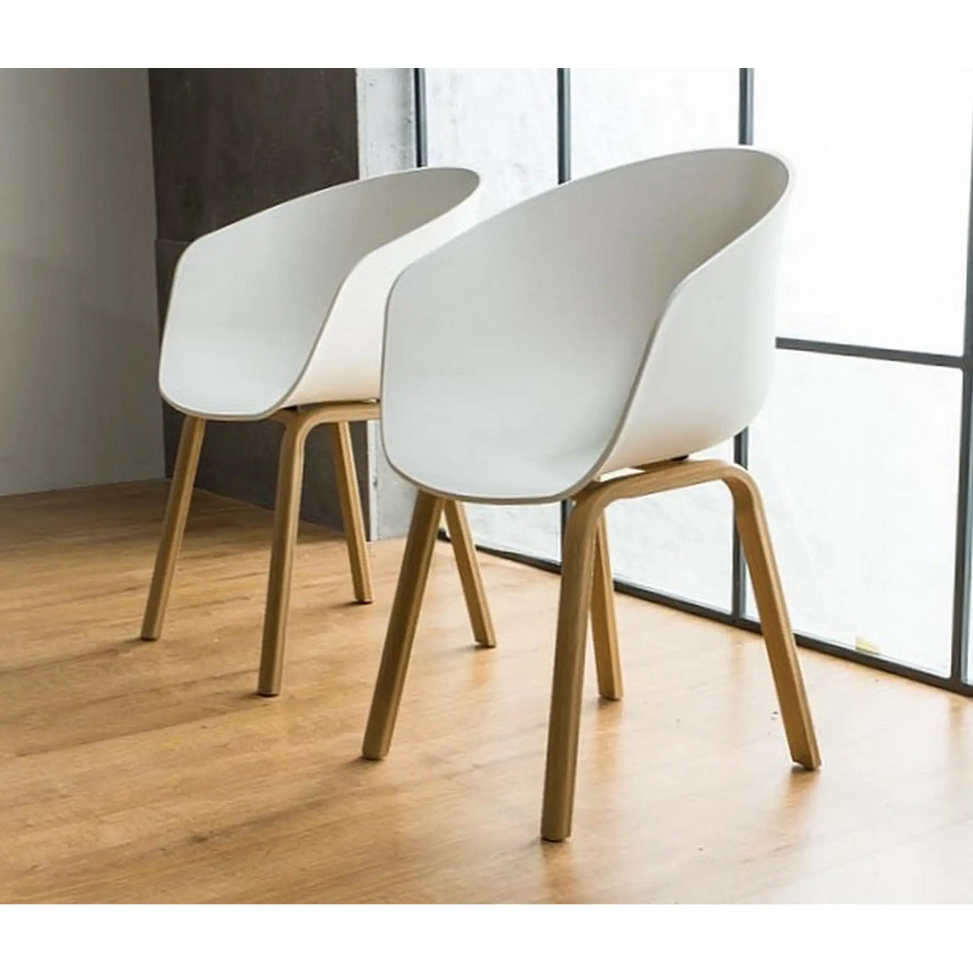 Scaun EGO, alb/stejar, plastic/metal, 56x42x80 cm