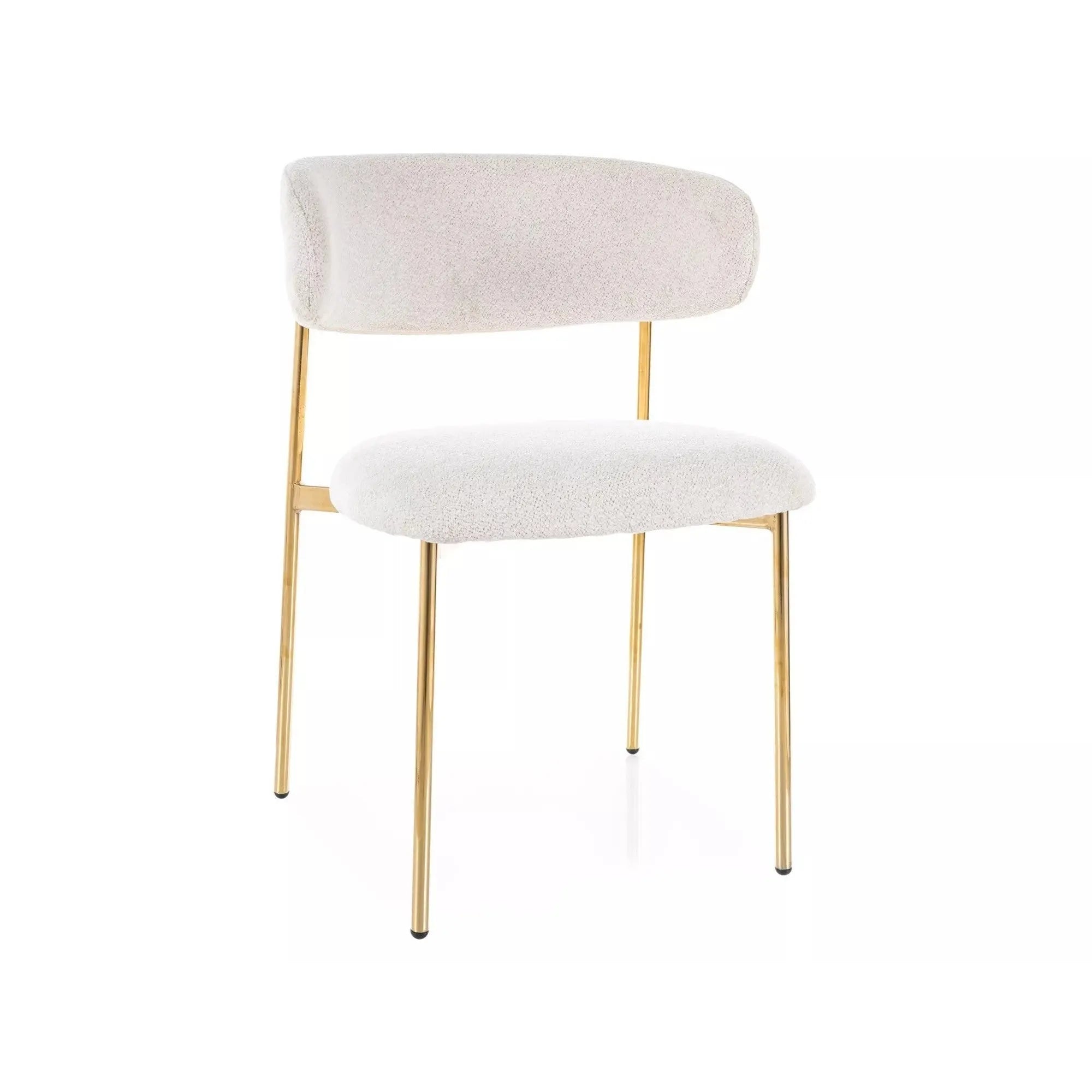 Scaun ELTON, bej deschis - Raven 22/auriu, stofa clasica/metal, 56x58x80 cm