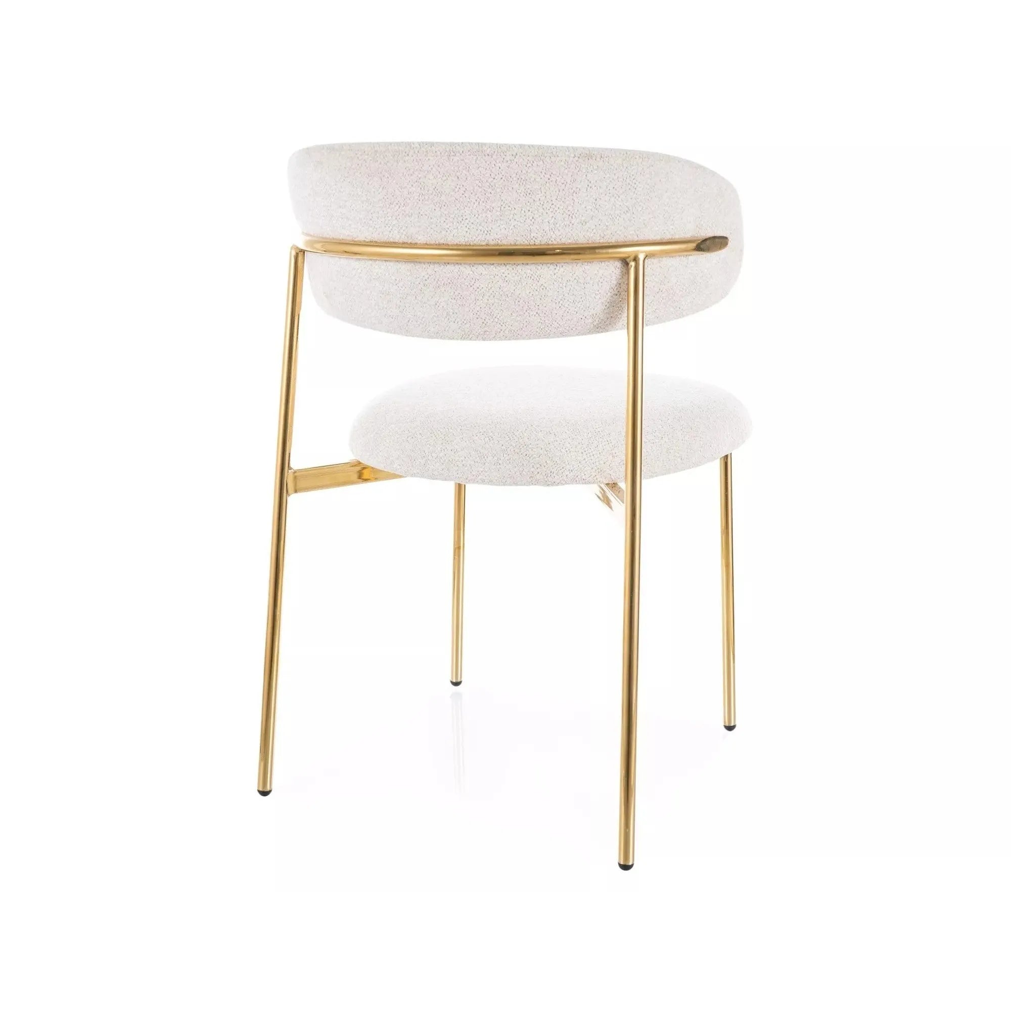 Scaun ELTON, bej deschis - Raven 22/auriu, stofa clasica/metal, 56x58x80 cm