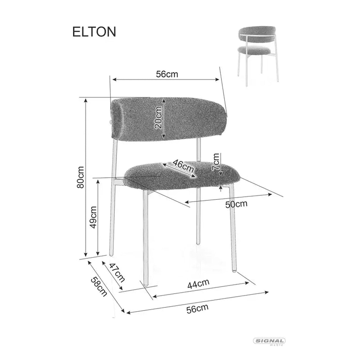 Scaun ELTON, bej/negru, stofa/metal, 56x46x80 cm