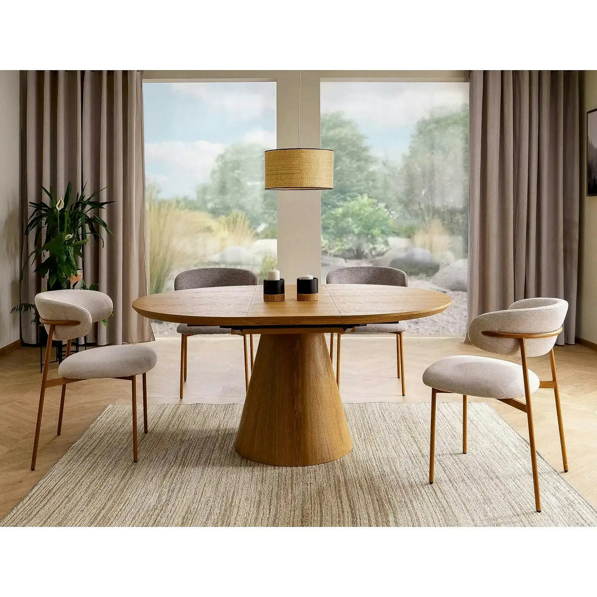 Scaun ELTON D, bej deschis - Brego 22/stejar, stofa clasica/metal, 56x46x80 cm