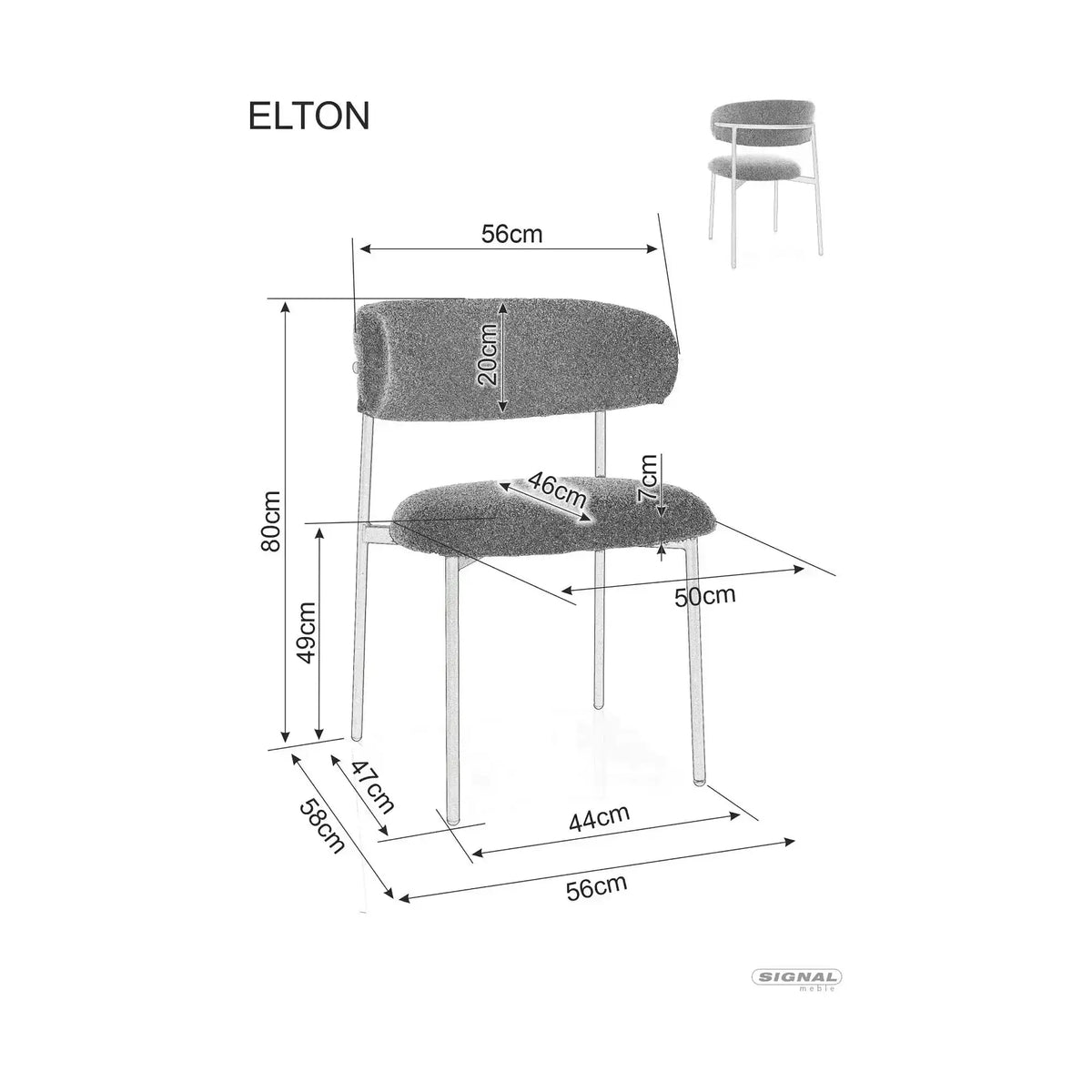 Scaun ELTON D, bej deschis - Brego 22/stejar, stofa clasica/metal, 56x46x80 cm