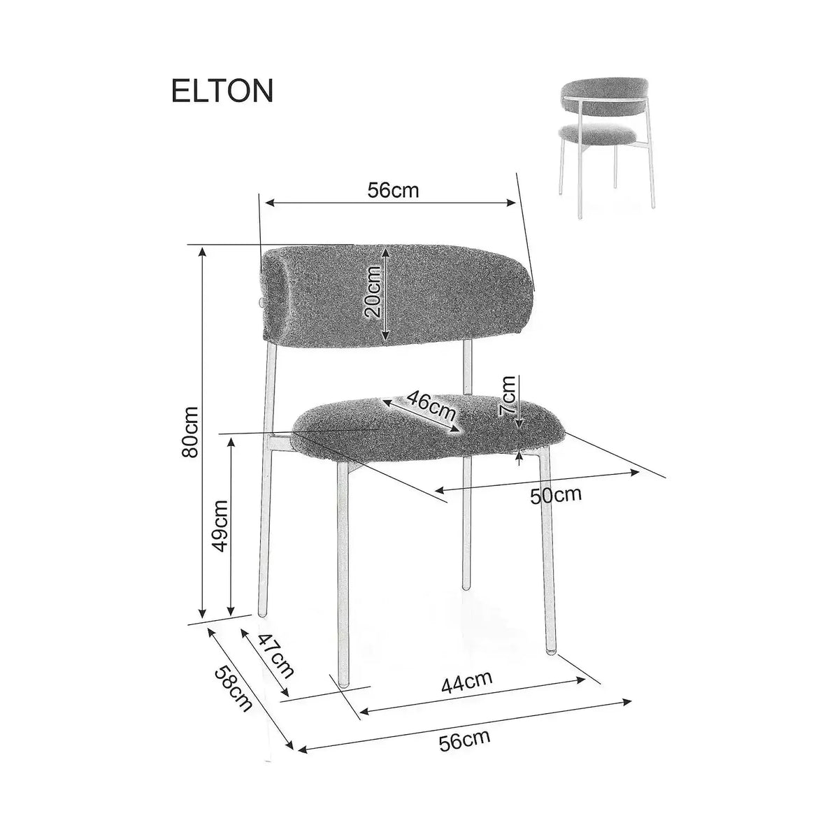 Scaun ELTON D, bej/stejar, stofă clasică/metal, 56x46x80 cm