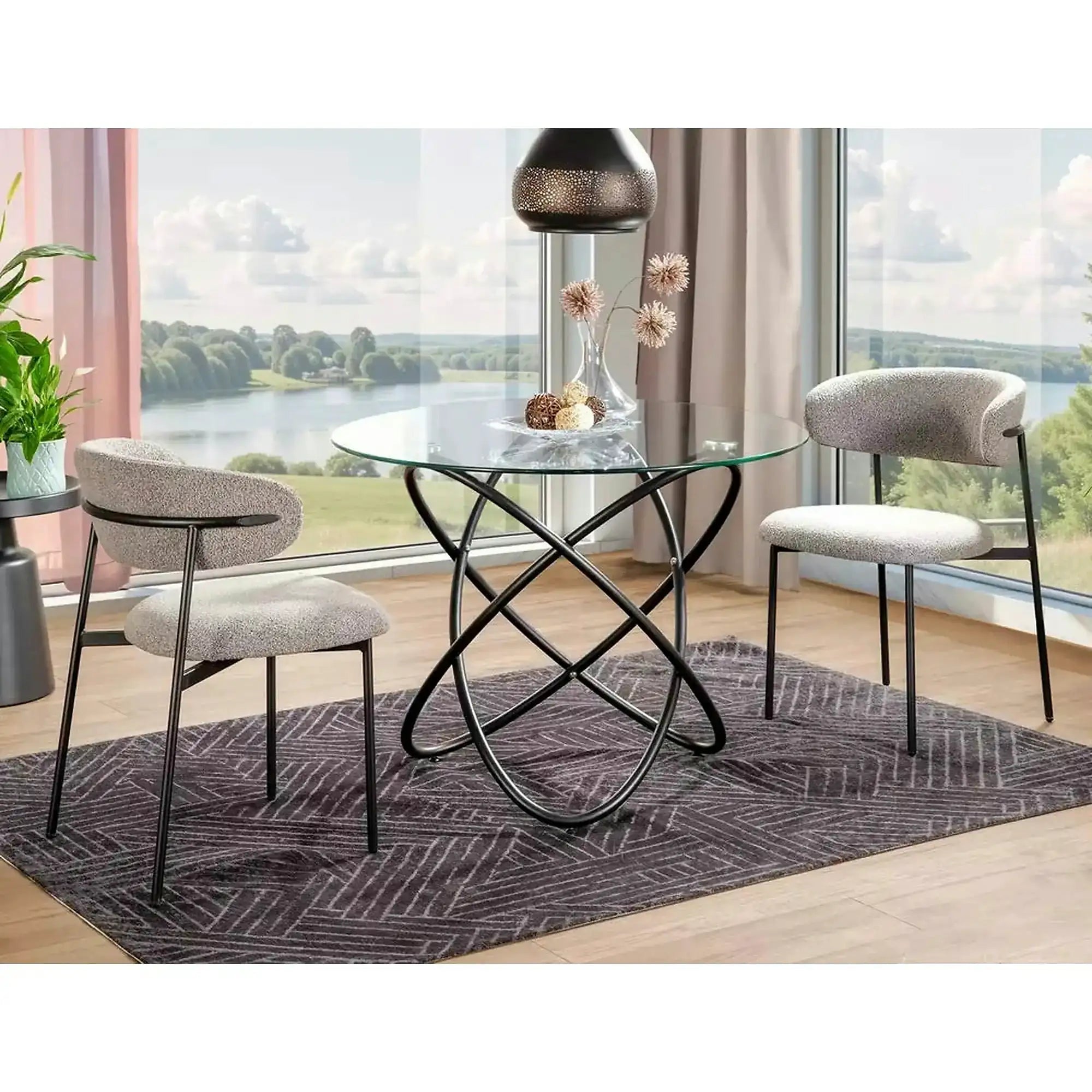 Scaun ELTON, gri/negru, stofa/metal, 56x46x80 cm