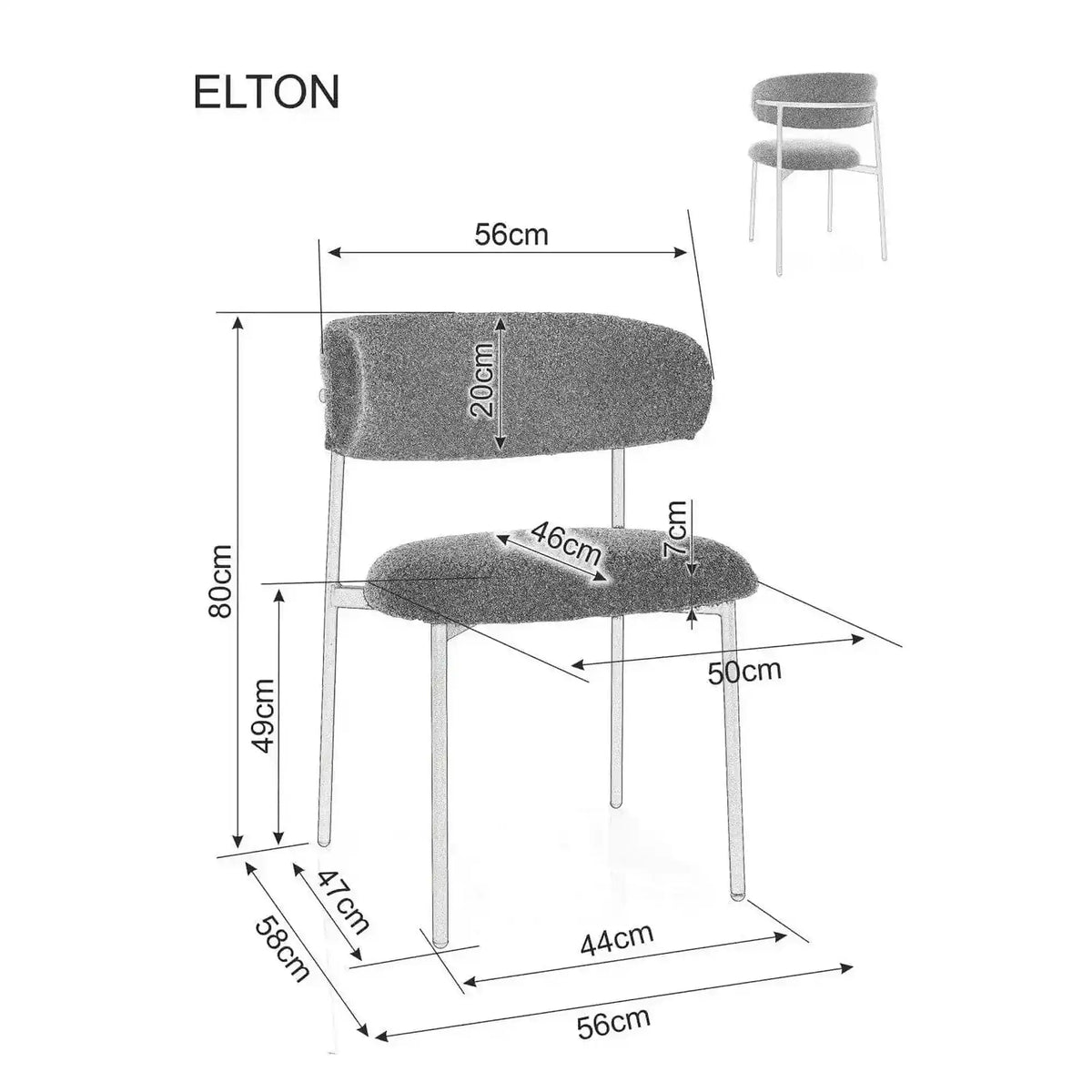 Scaun ELTON, verde olive - Raven 78/auriu, stofa clasica/metal, 56x58x80 cm