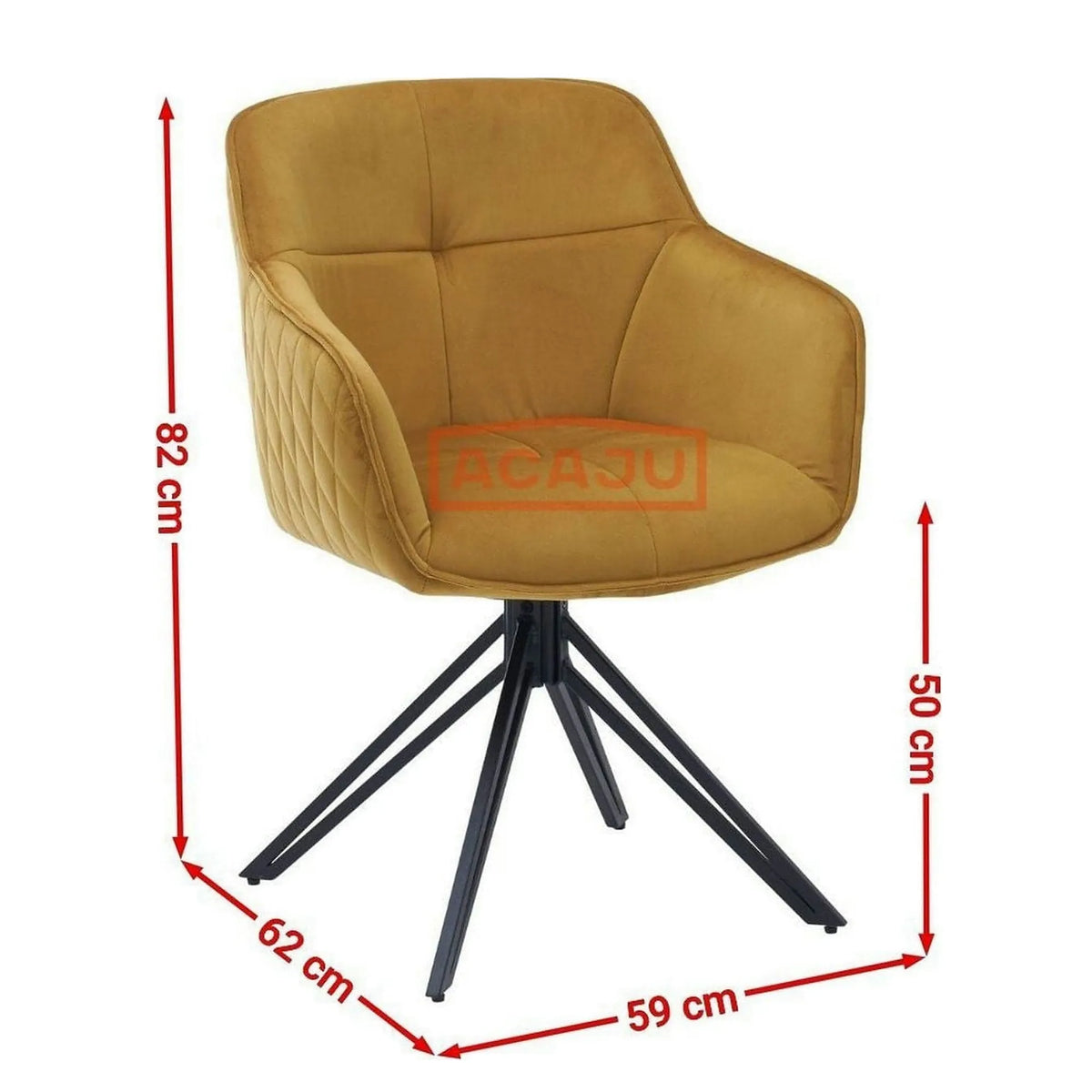 Scaun EMMA, galben/negru, stofa/metal, 59x62x82 cm