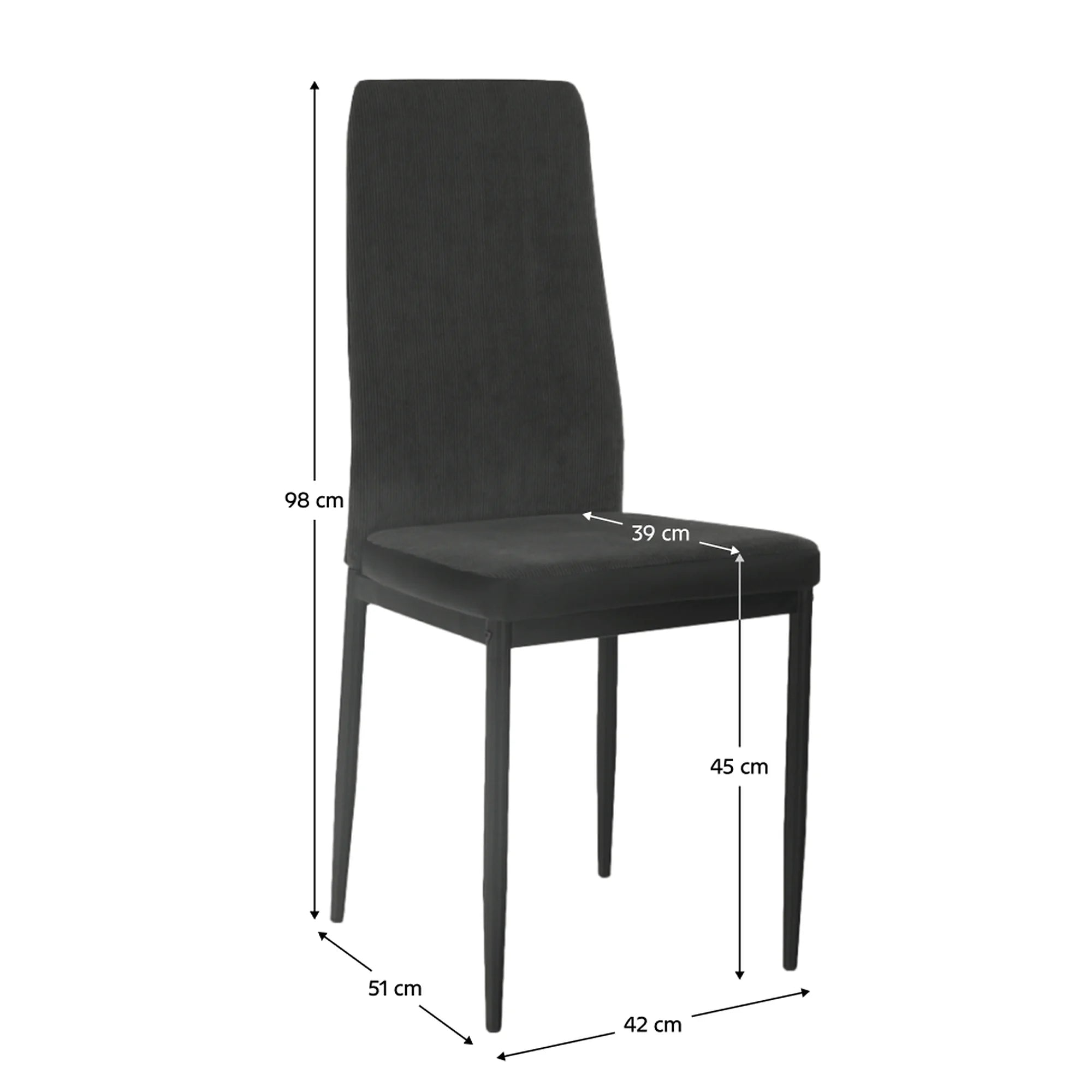 Scaun ENRA, gri inchis/negru, textil/metal, 41x46x98 cm