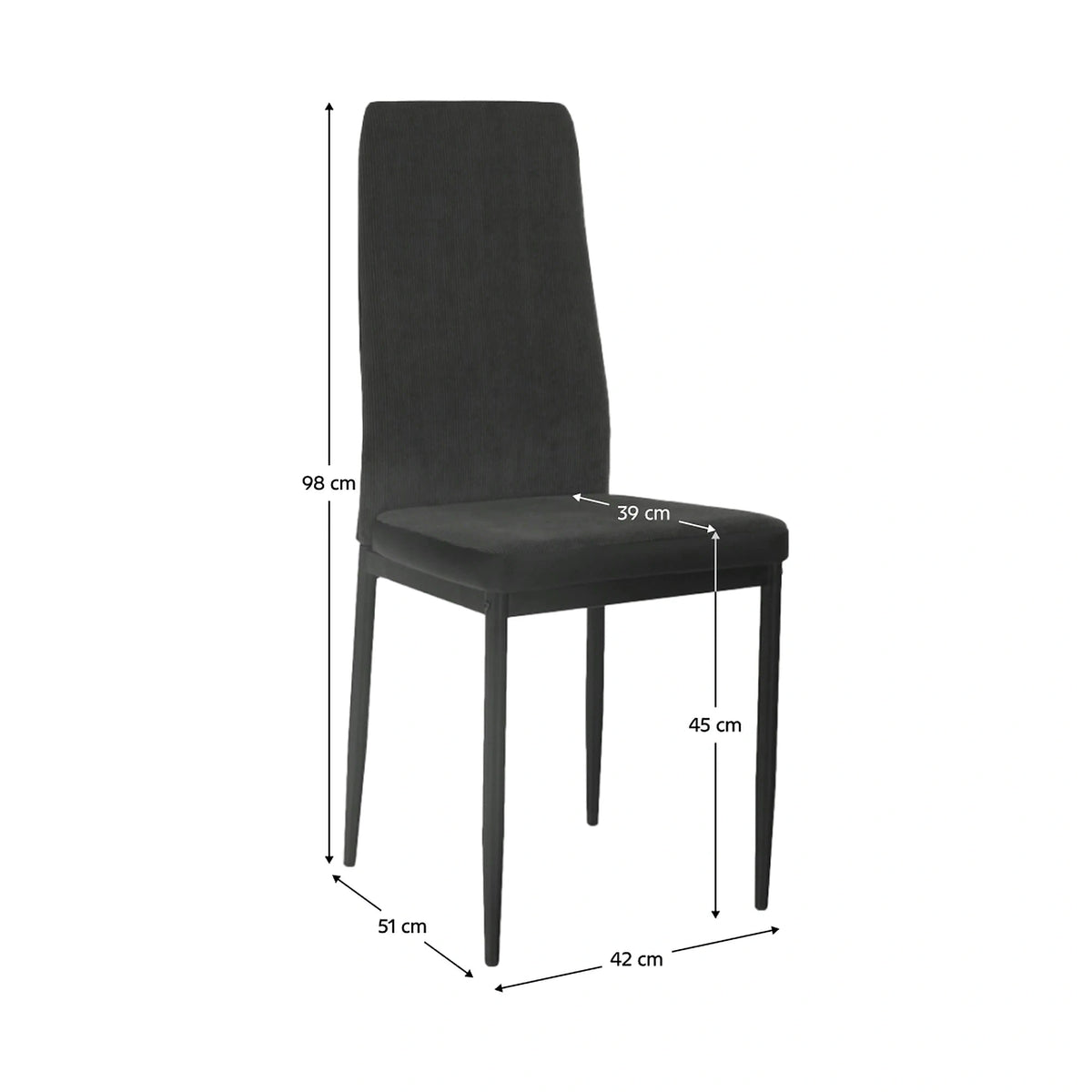 Scaun ENRA, gri inchis/negru, textil/metal, 41x46x98 cm