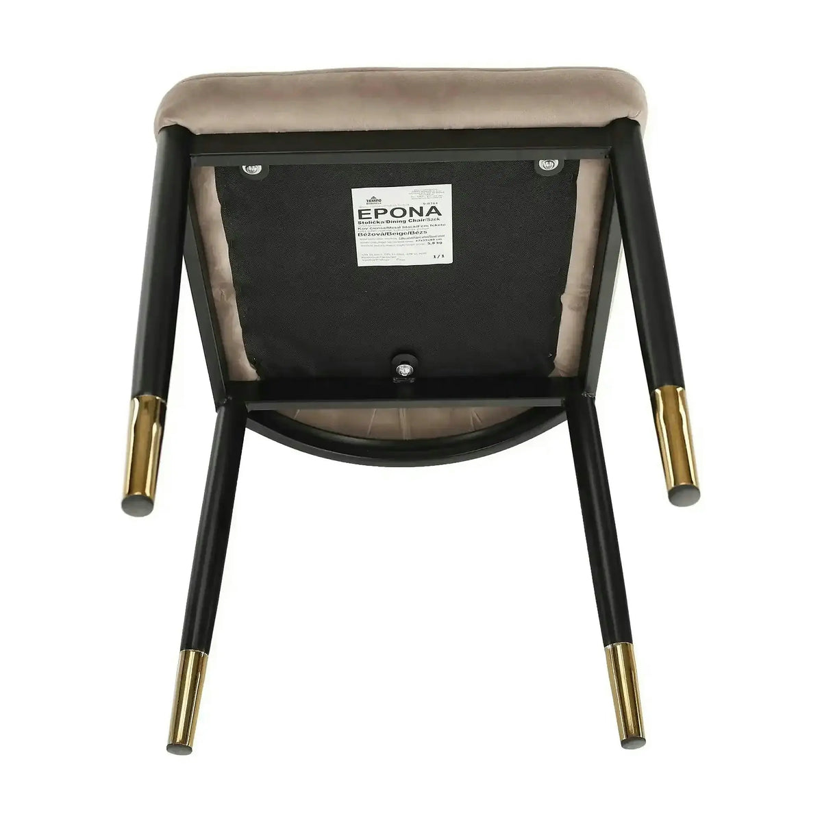 Scaun EPONA, bej/negru, stofa catifelata/metal, 47x45x89 cm