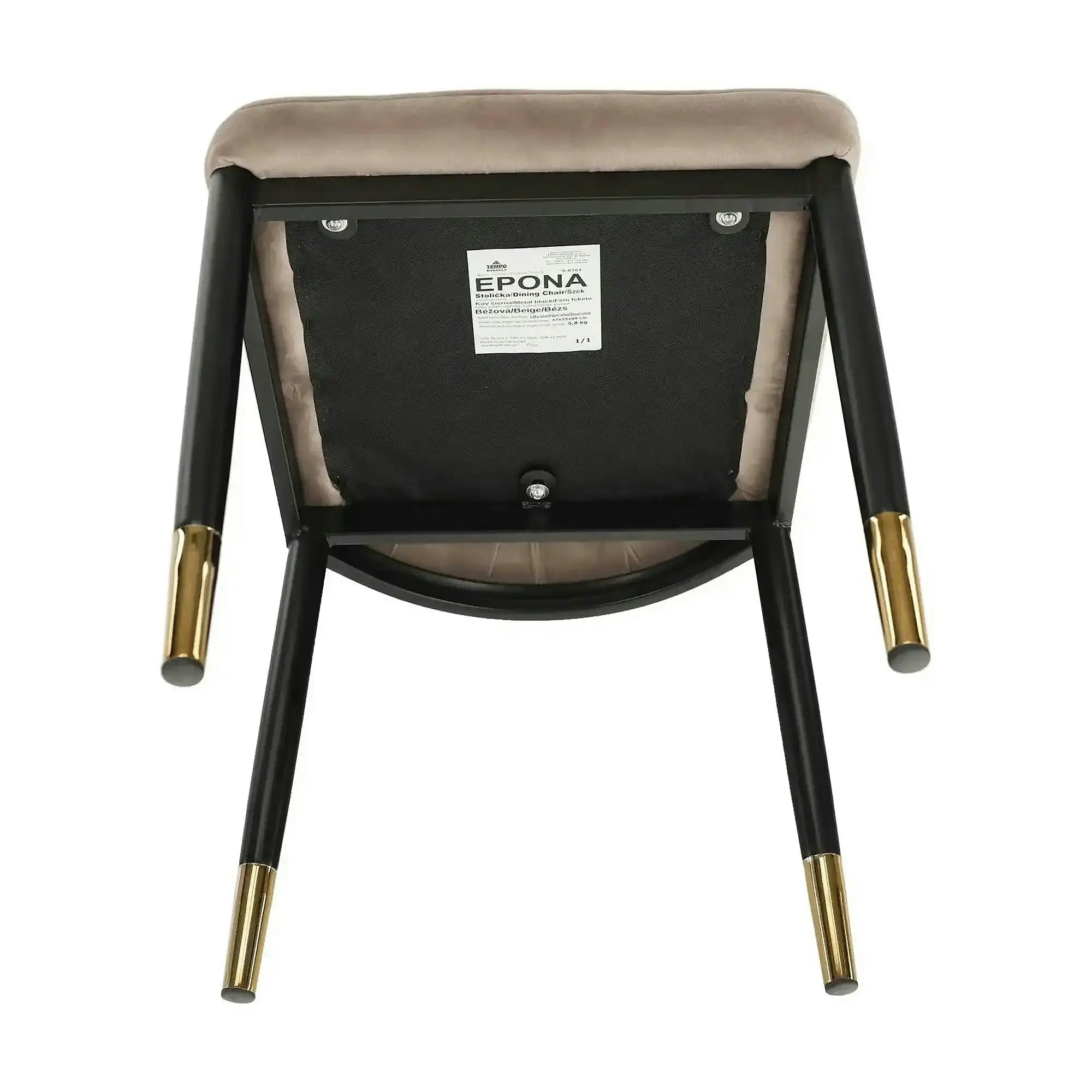 Scaun EPONA, bej/negru, stofa catifelata/metal, 47x45x89 cm