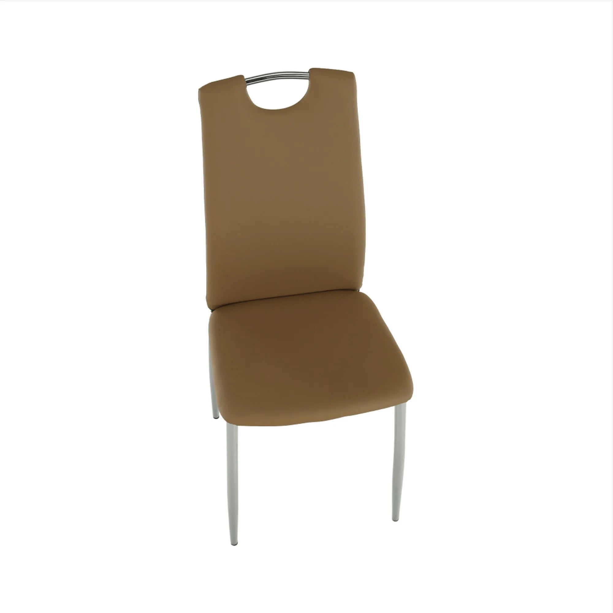 Scaun ERVINA, bej/crom, piele ecologica/metal, 42x43x99x47 cm