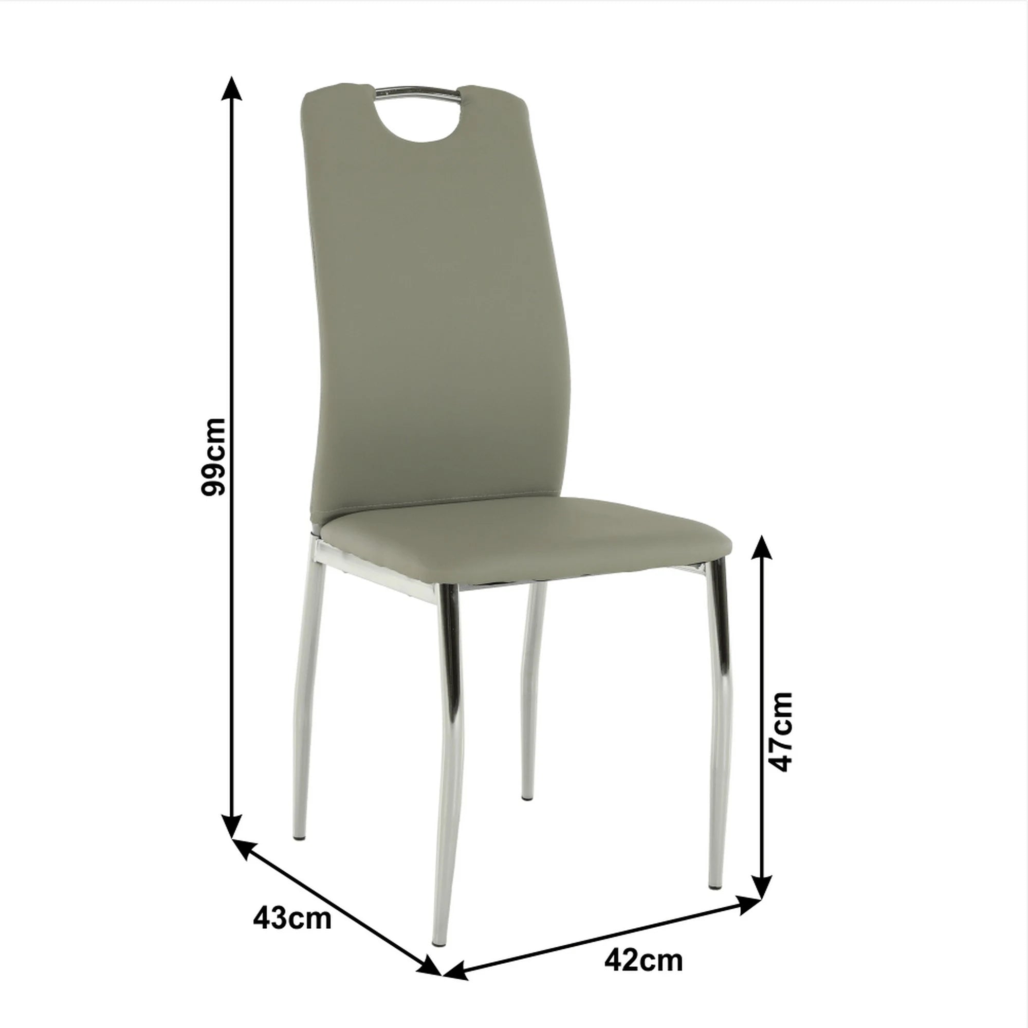 Scaun ERVINA, gri/crom, piele ecologica/metal, 42x43x99 cm