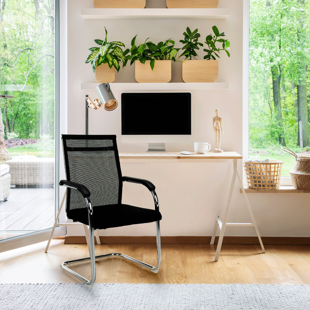 Scaun ESIN, negru/crom, plasa/metal, 55x64x93 cm