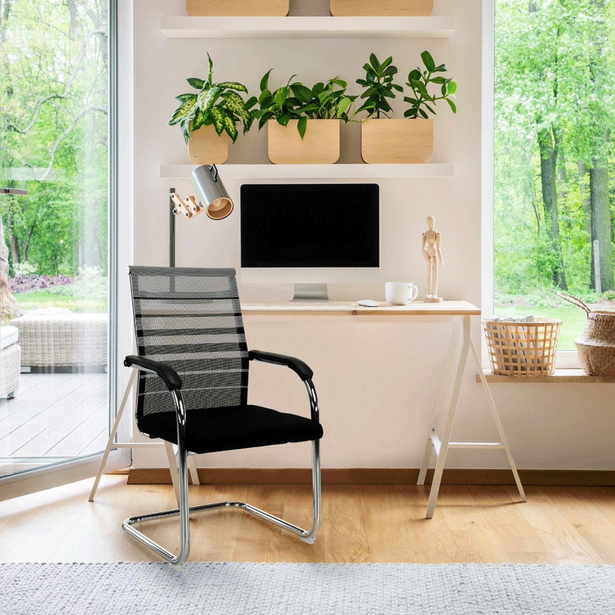 Scaun ESIN, negru/gri, plasa/metal, 55x64x93 cm