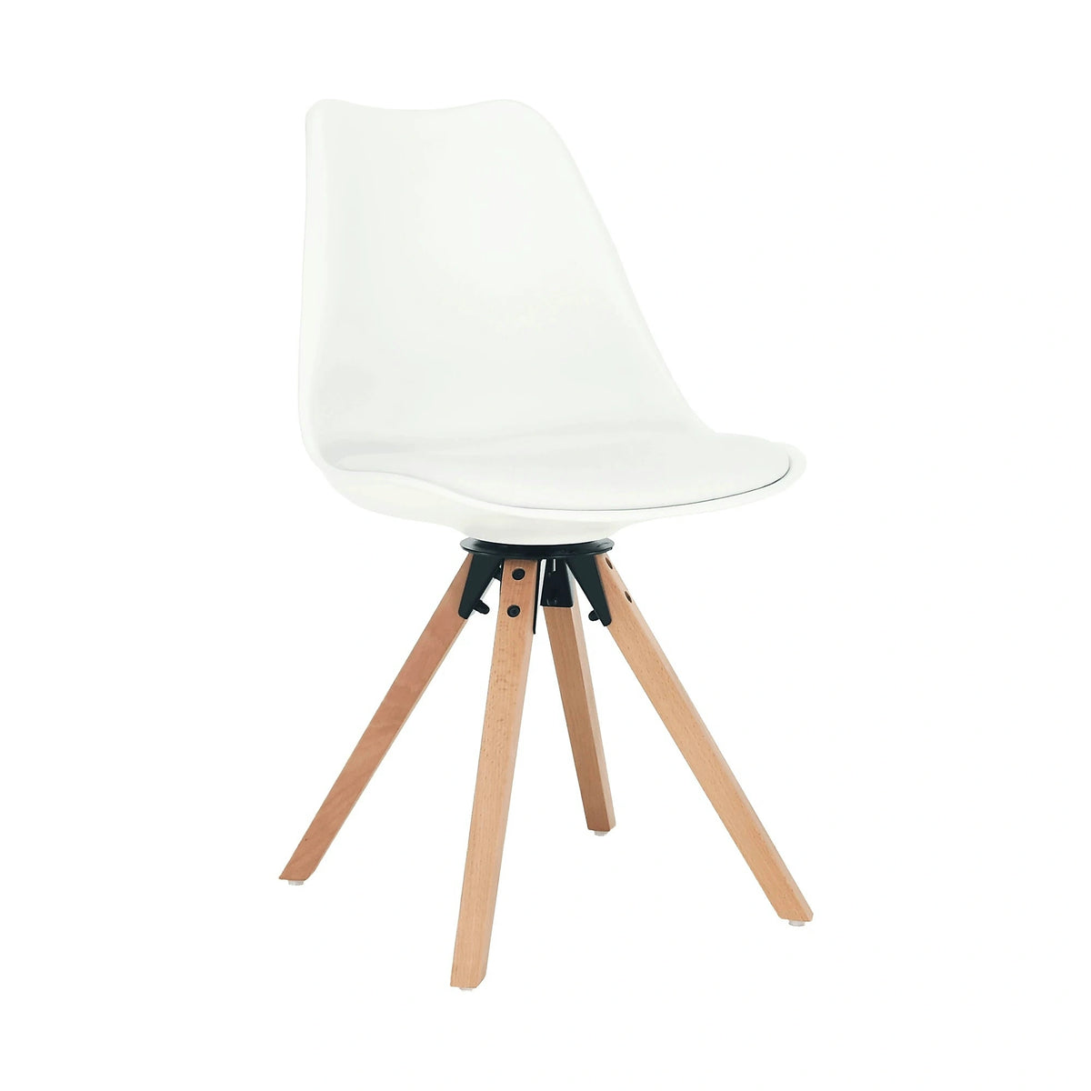 Scaun ETOSA, alb/fag, piele ecologica/plastic/lemn, 48x58x83 cm