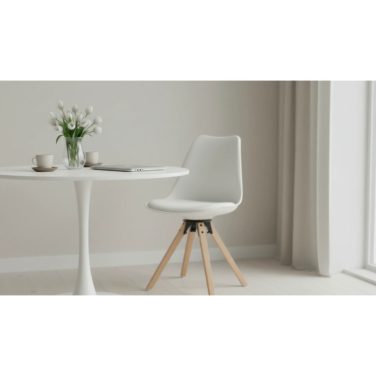 Scaun ETOSA, alb/fag, piele ecologica/plastic/lemn, 48x58x83 cm