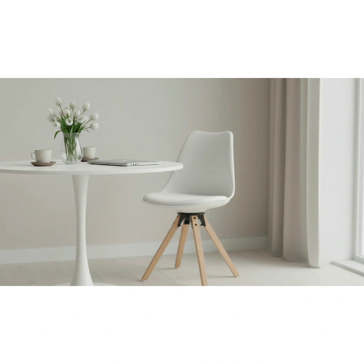 Scaun ETOSA, alb/fag, piele ecologica/plastic/lemn, 48x58x83 cm