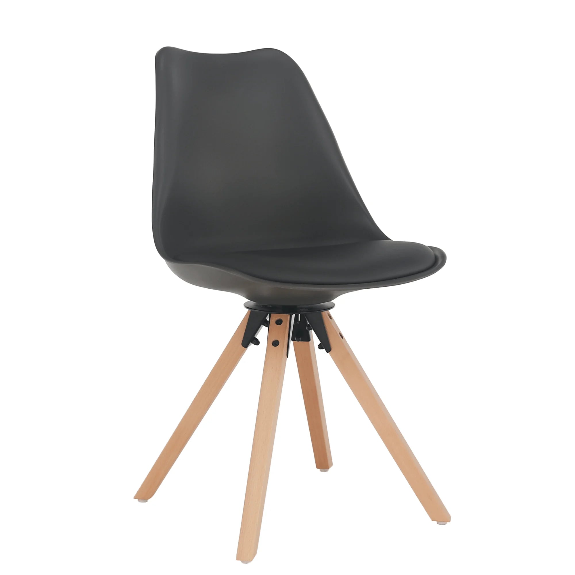 Scaun ETOSA, gri inchis/fag, piele ecologica/plastic/lemn, 48x58x83 cm