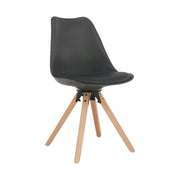 Scaun ETOSA, gri inchis/fag, piele ecologica/plastic/lemn, 48x58x83 cm