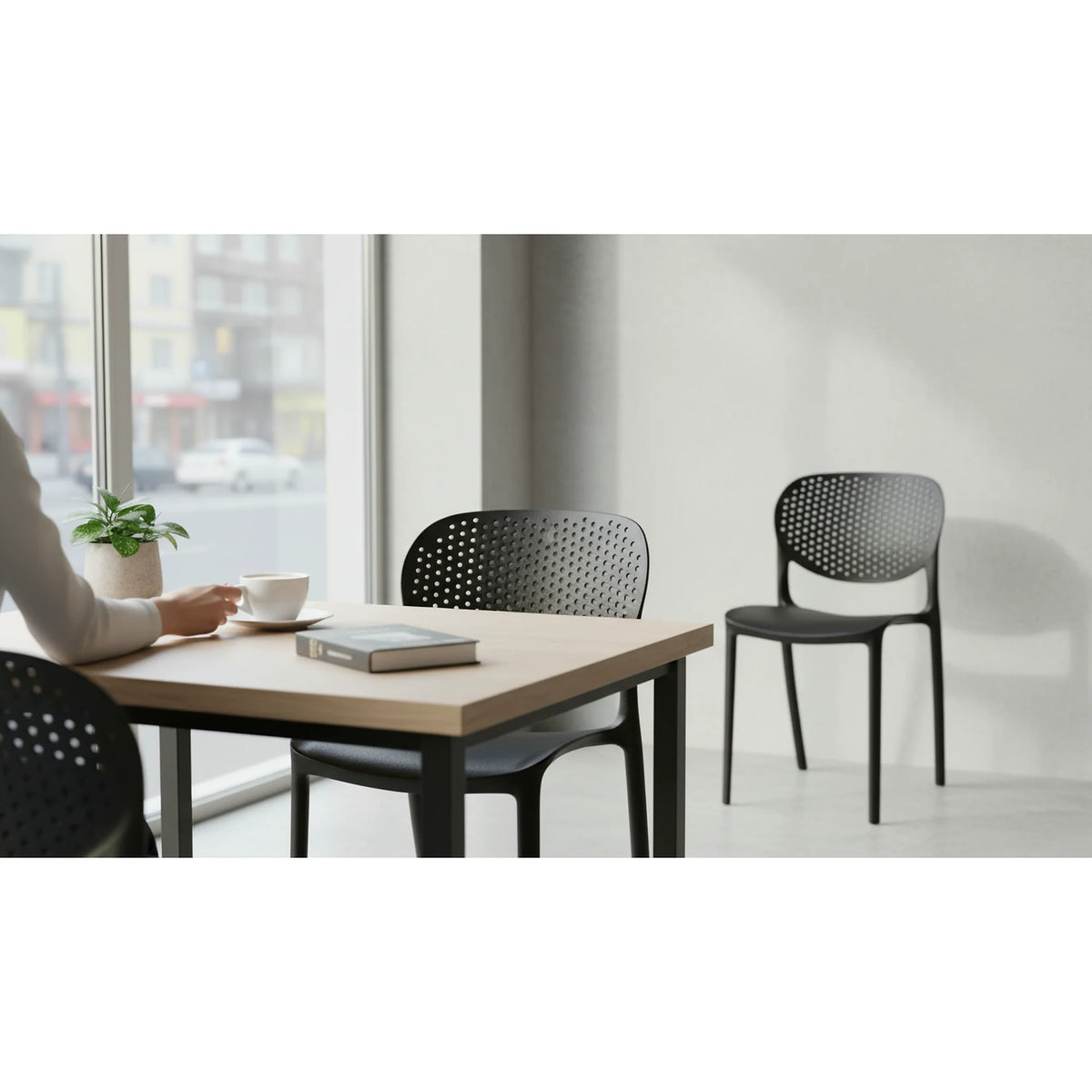 Scaun FEDRA NEW, negru, plastic, 46x53x81.5 cm