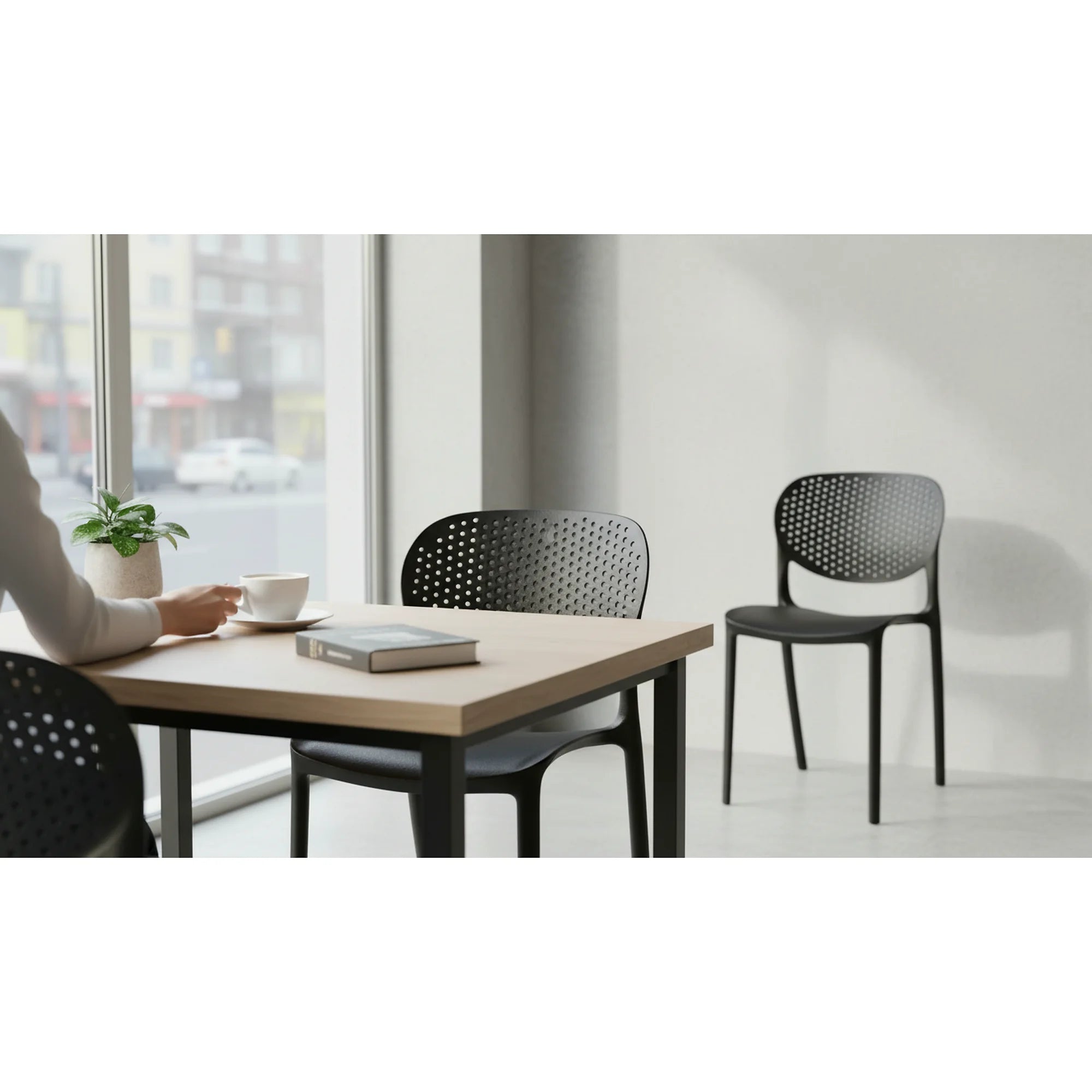 Scaun FEDRA NEW, negru, plastic, 46x53x81.5 cm