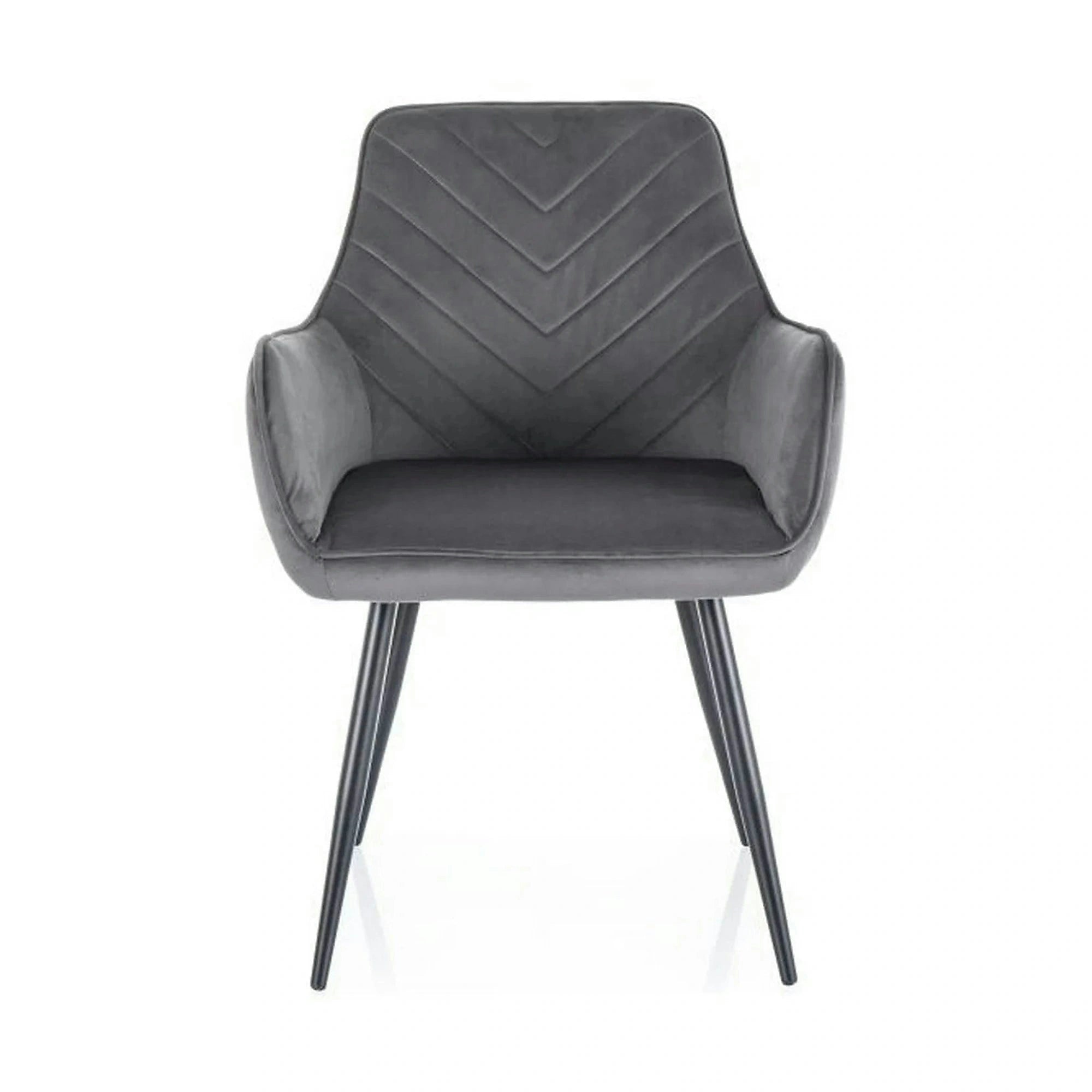 Scaun FIG, gri/negru, stofa catifelata/metal, 57x47x85 cm