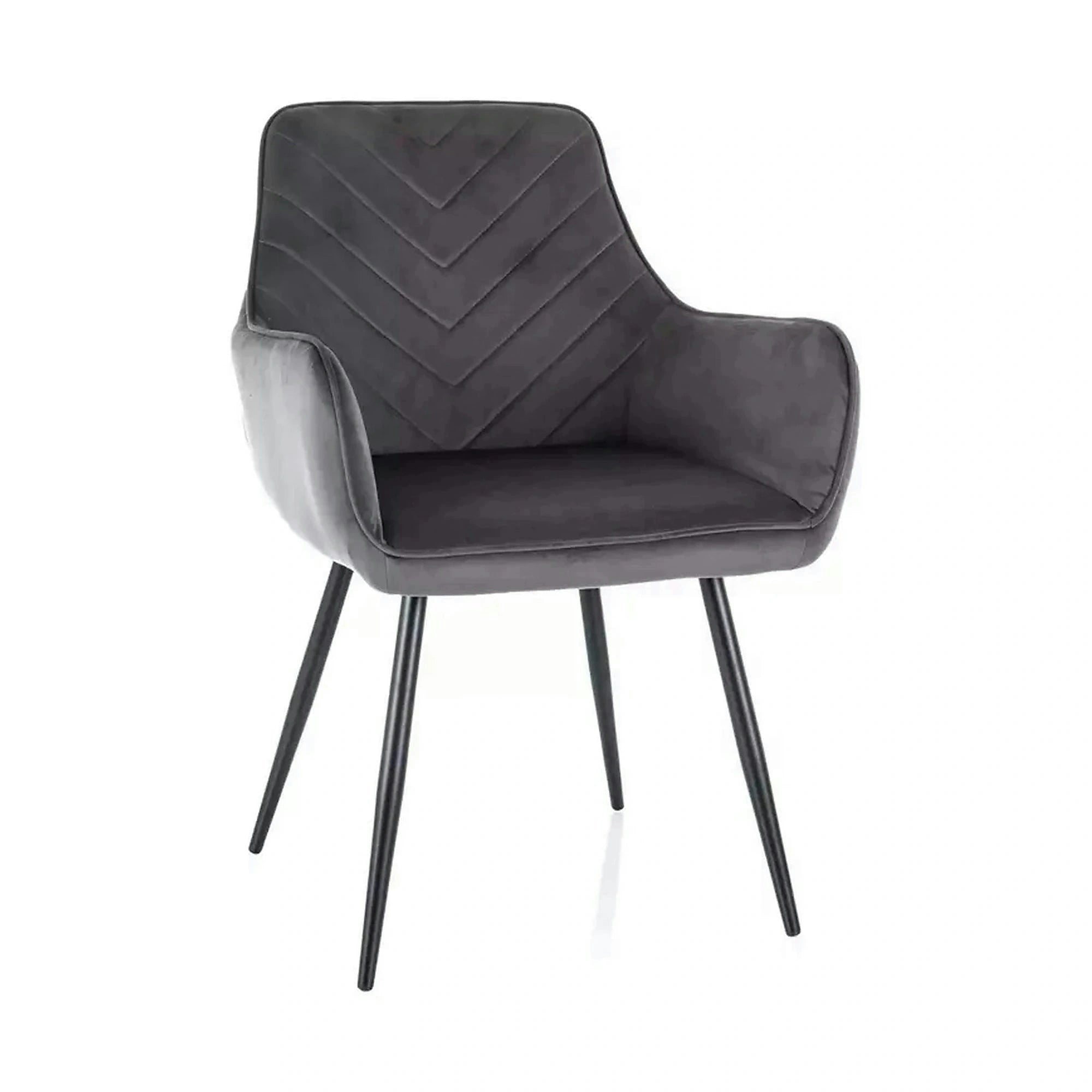 Scaun FIG, gri/negru, stofa catifelata/metal, 57x47x85 cm