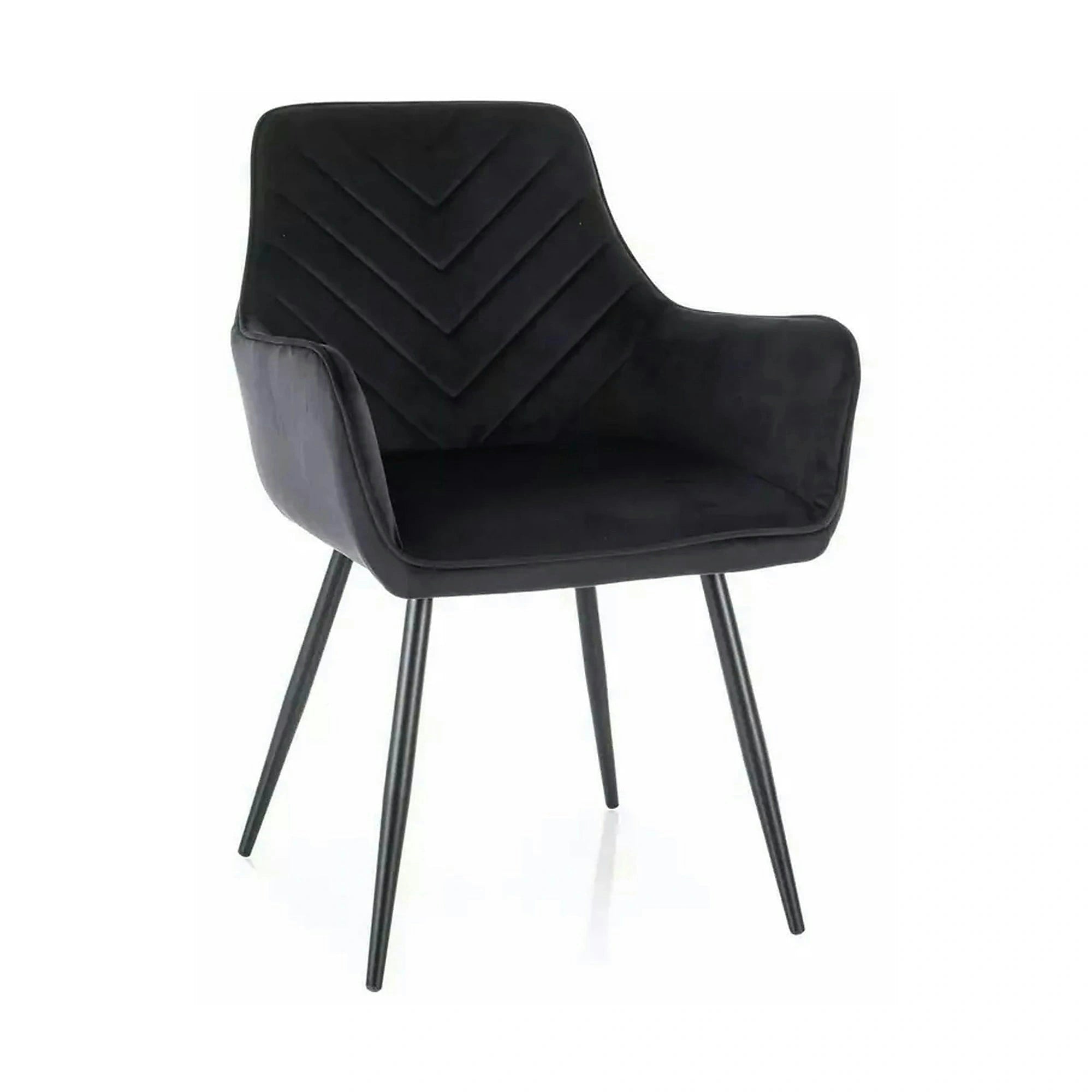 Scaun FIG, negru, stofa catifelata/metal, 57x47x85 cm